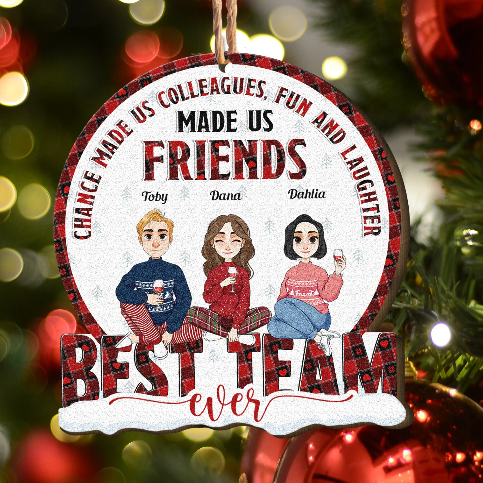 Chance Made Us Colleagues - Personalized Wooden Ornament - Image 4