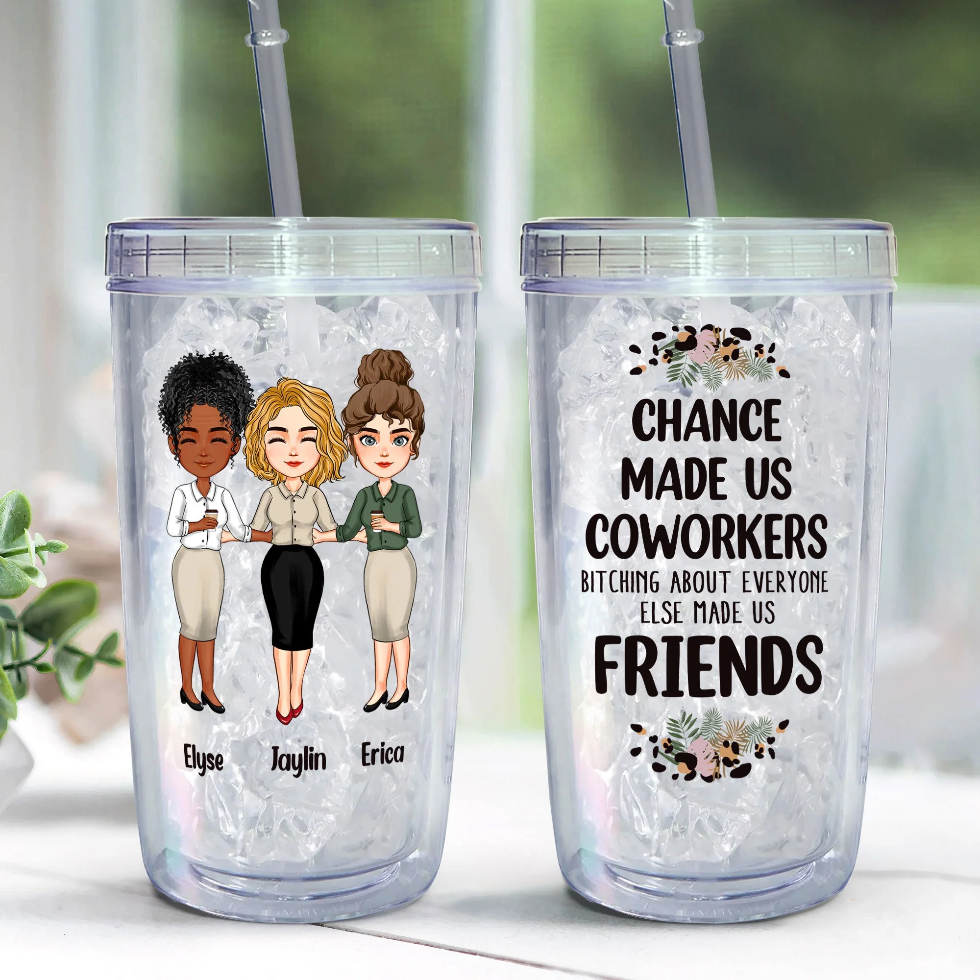 Chance Made Us Coworkers - Personalized Acrylic Tumbler With Straw - Image 3