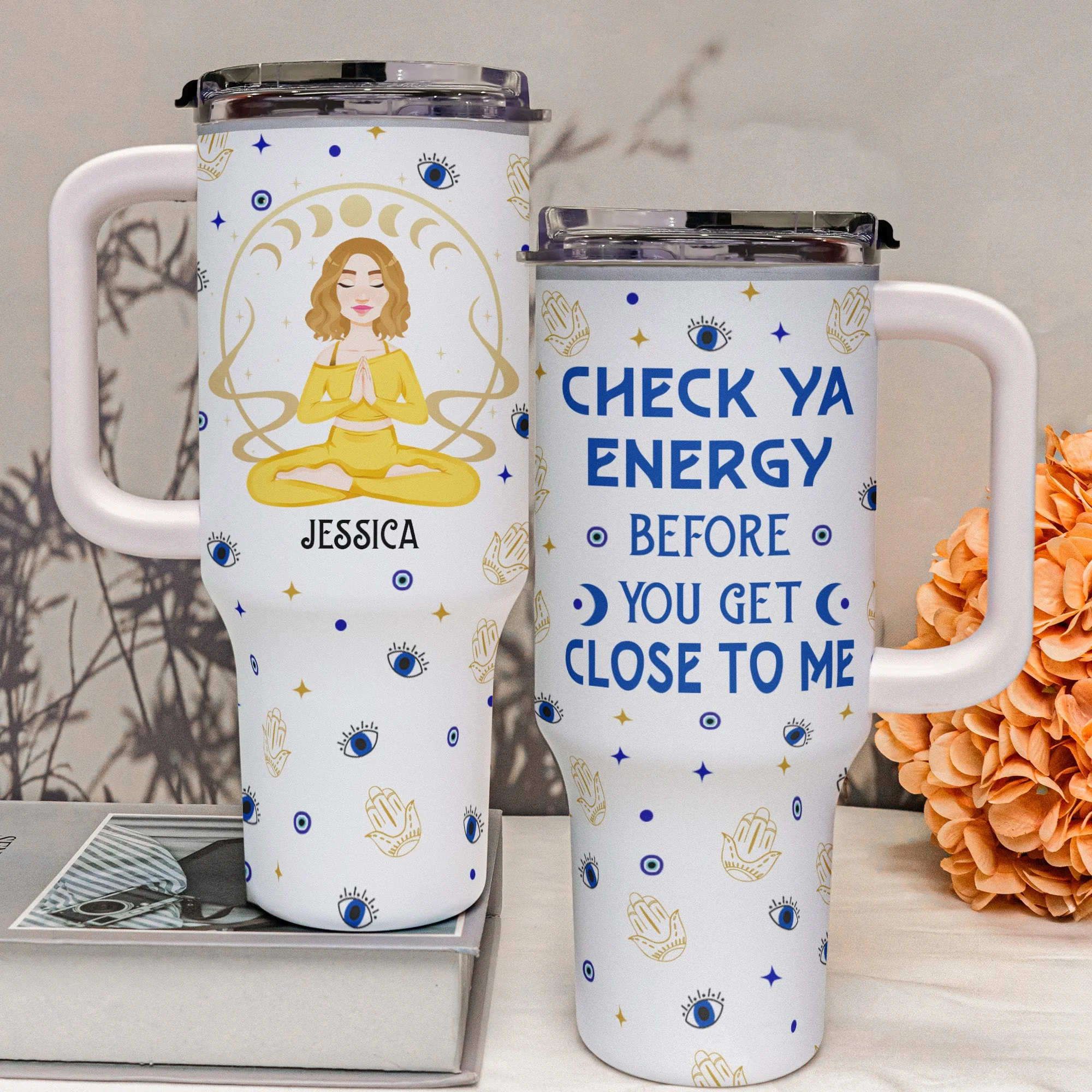 Check Ya Energy Before You Get Close To Me - Personalized 40oz Tumbler With Straw - Image 2
