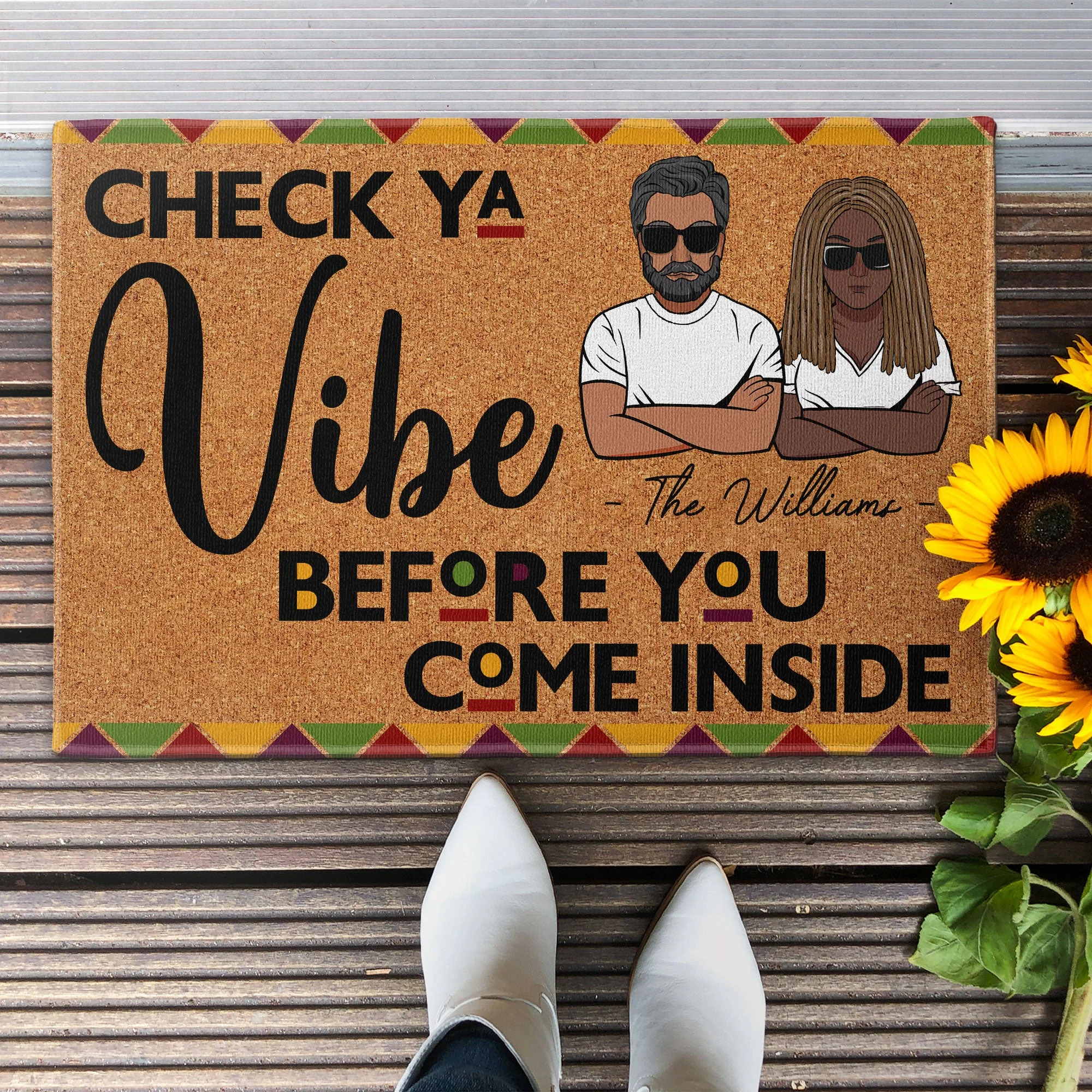 Check Ya Vibe Before You Come Inside - Personalized Doormat - Image 2