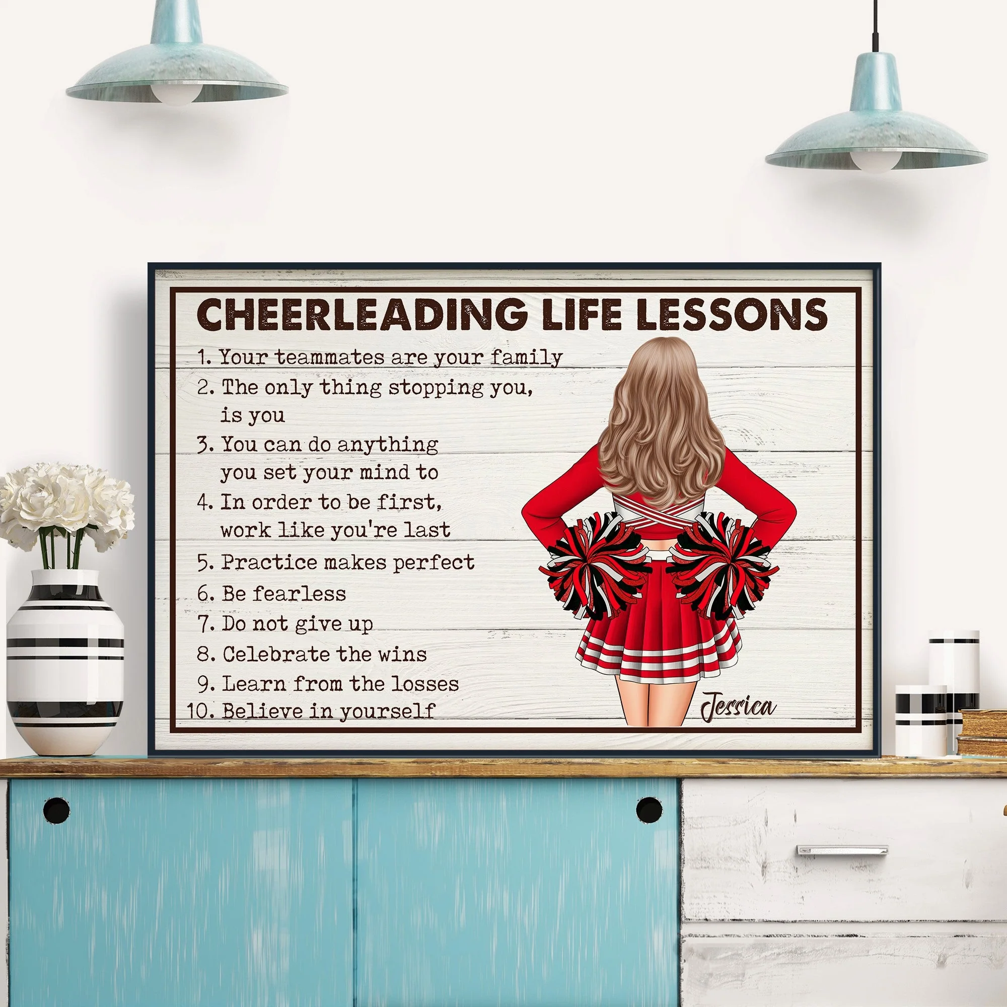 Cheerleading Life Lessons - Personalized Poster/Wrapped Canvas - Birthday Gift For Cheerleading Coach, Cheerleader - Image 3