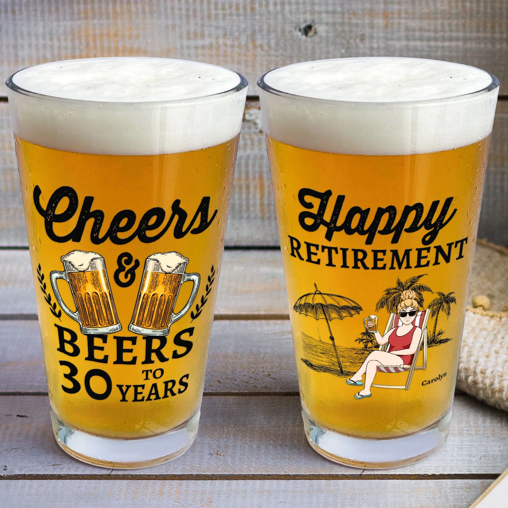 Cheers And Beers To 30 Years - Personalized Beer Glass - Image 3
