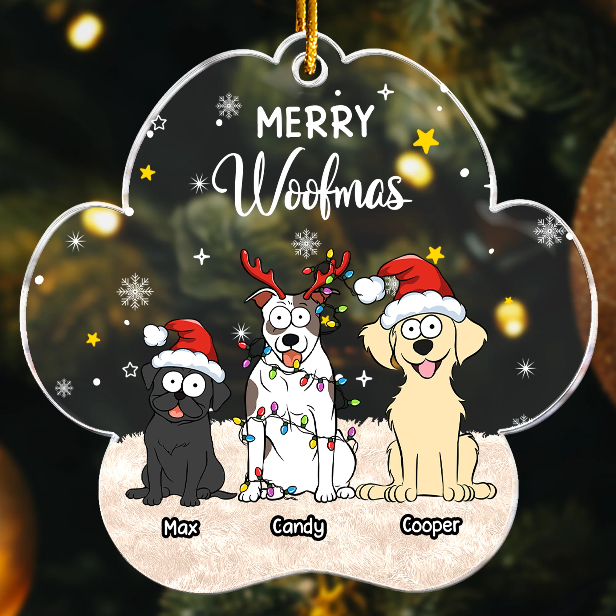 Cheers To Christmas With Furry Babies - Personalized Acrylic Ornament - Image 2