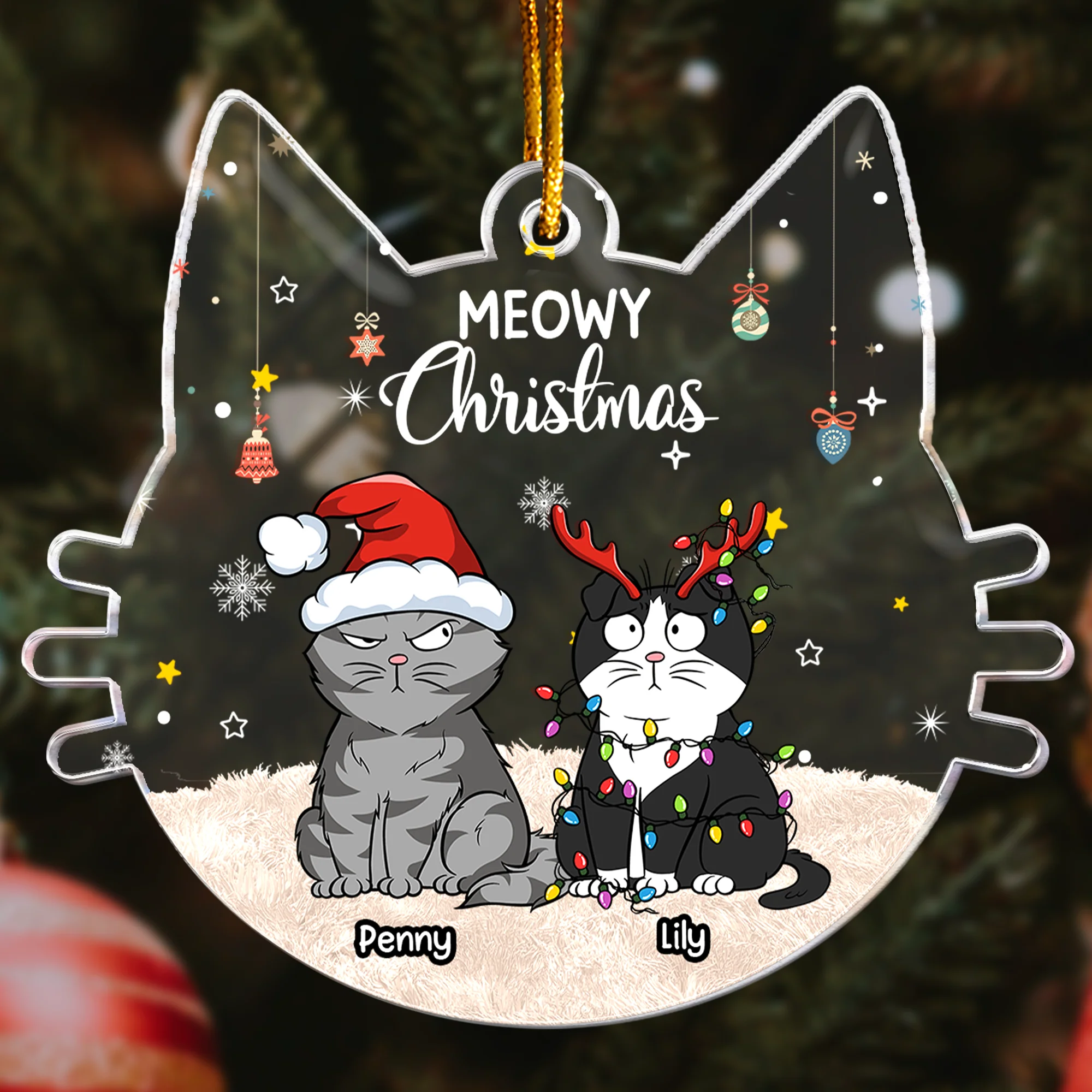Cheers To Christmas With Furry Babies - Personalized Acrylic Ornament - Image 3