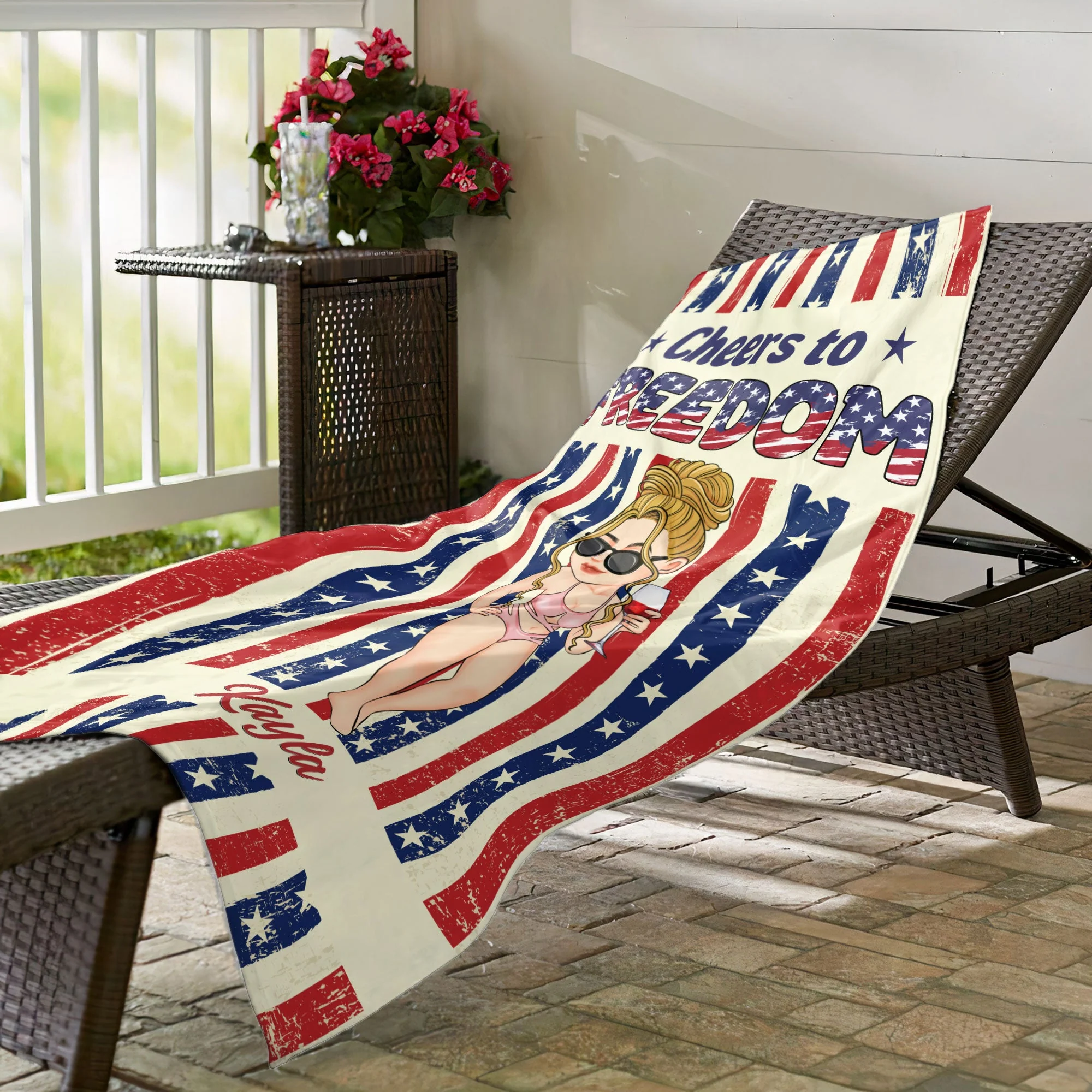 Cheers To Freedom - Personalized Beach Towel - Image 4