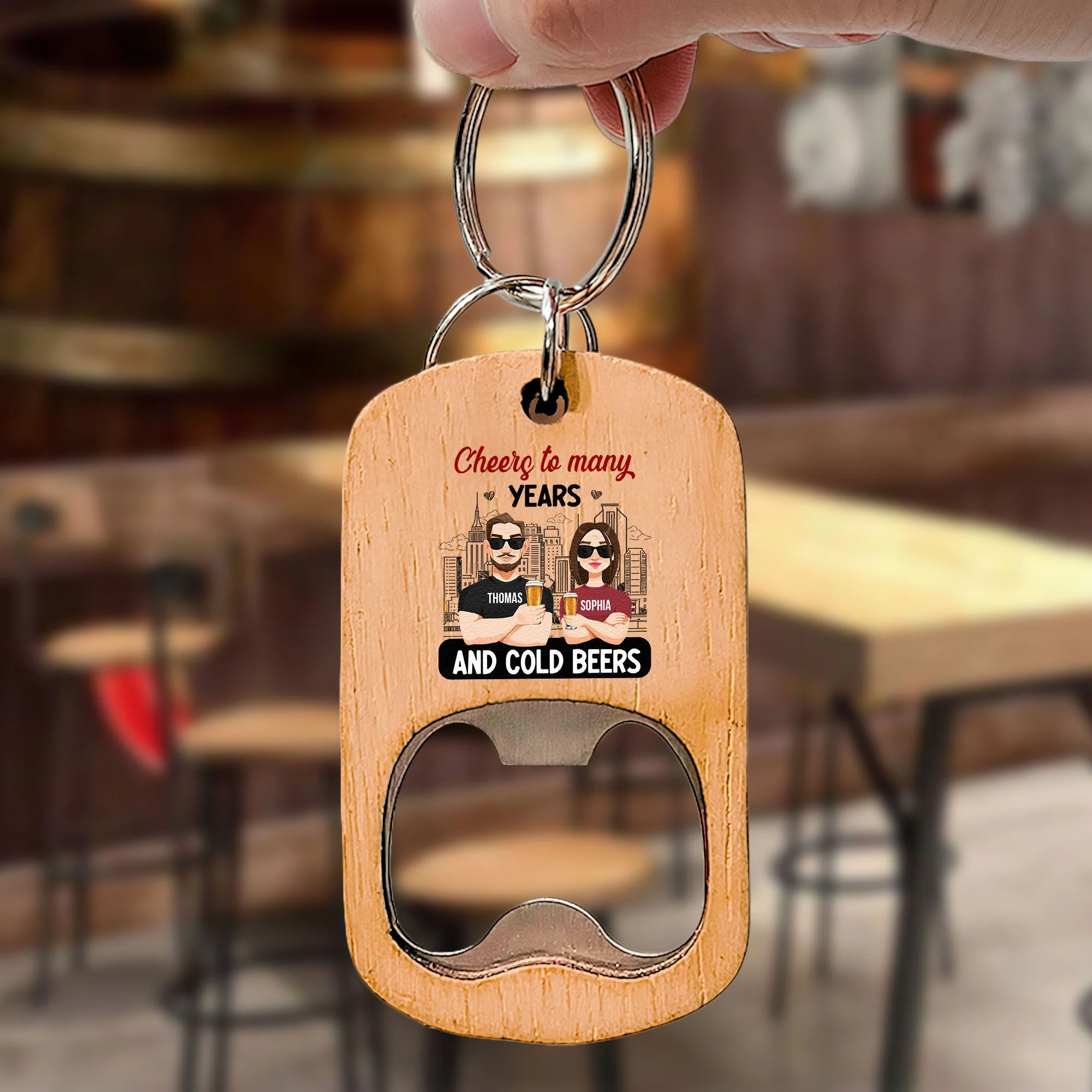 Cheers To Many Years And Cold Beers - Personalized Bottle Opener Keychain - Image 3