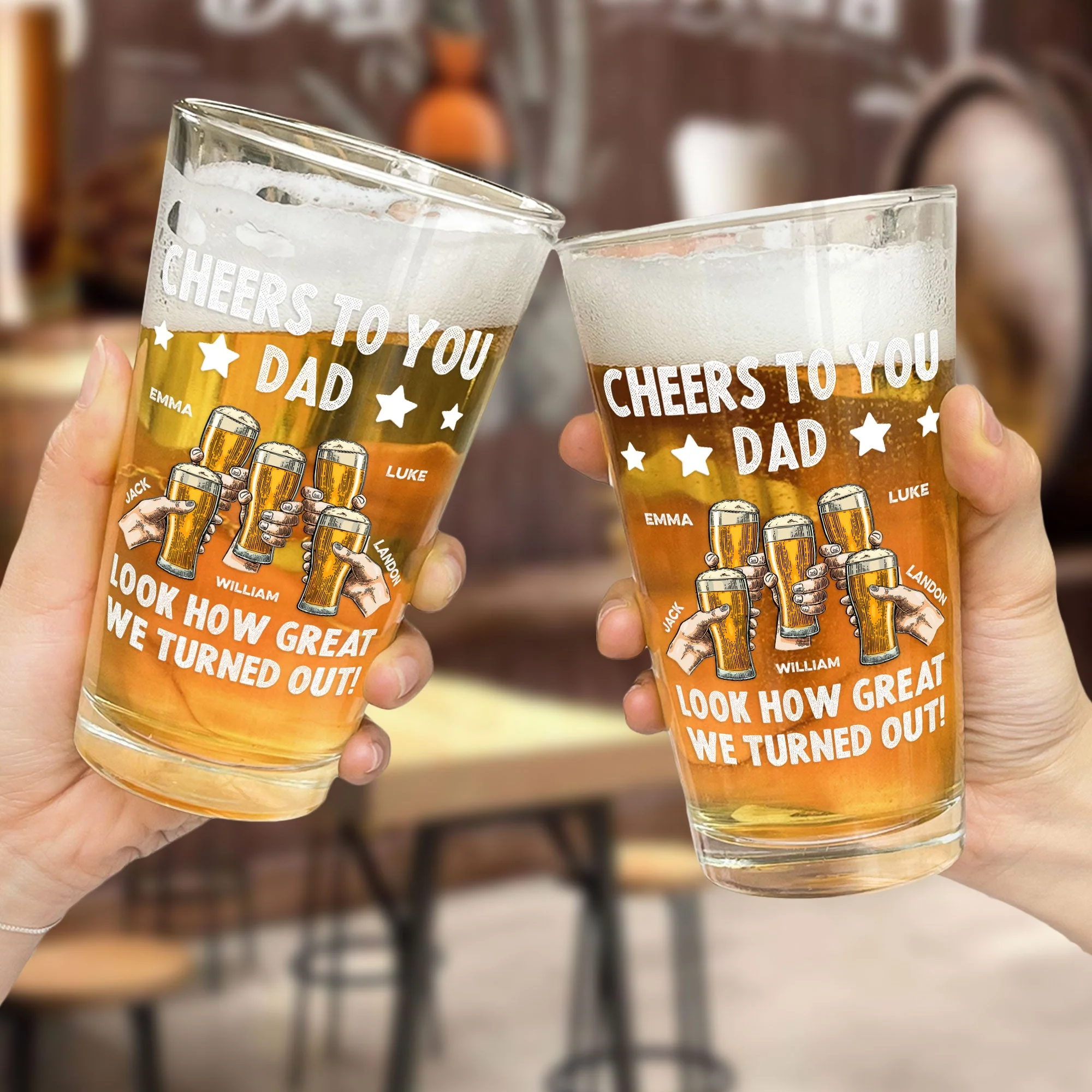 Cheers To You Dad - Personalized Beer Glass - Image 3