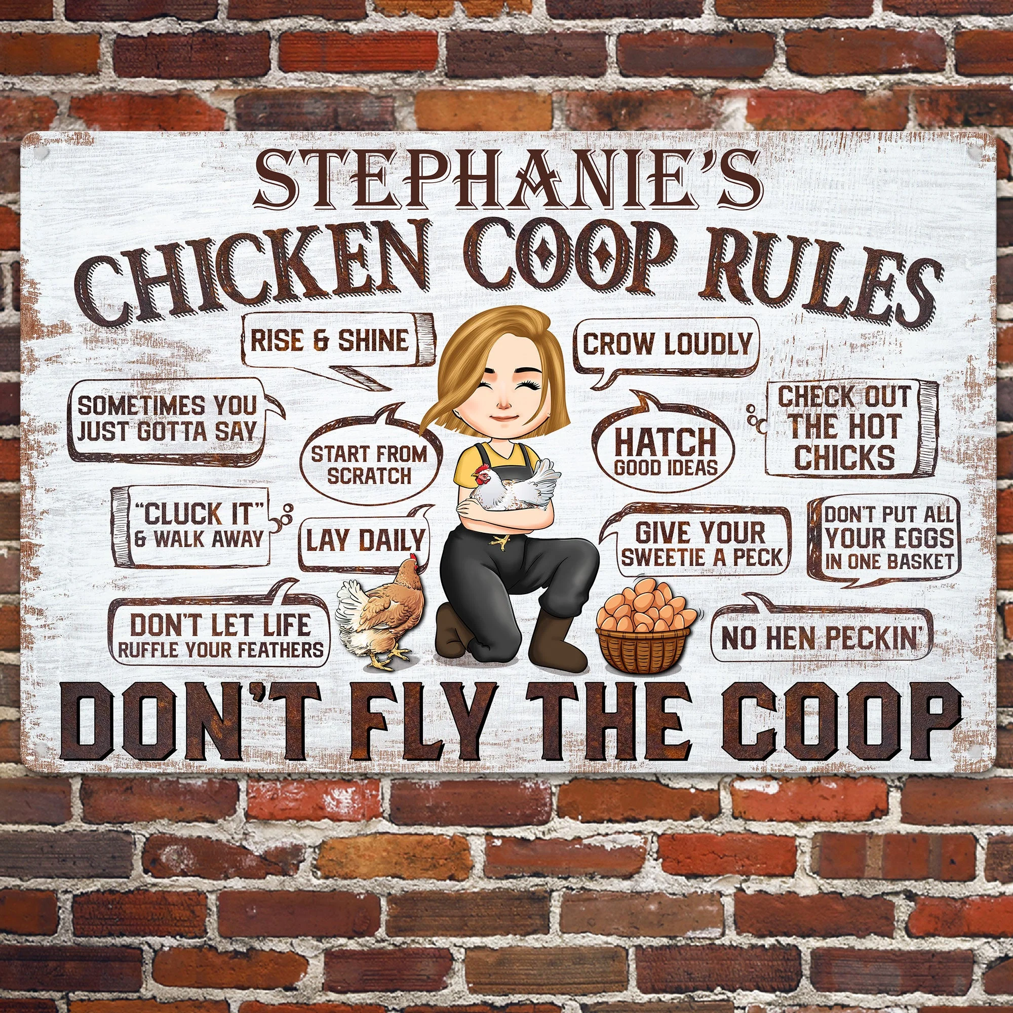 Chicken Coop Rules - Personalized Metal Sign - Image 3