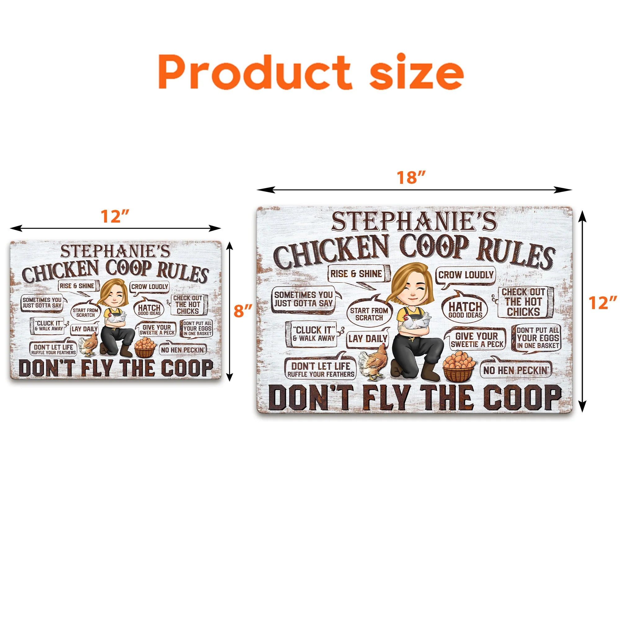 Chicken Coop Rules - Personalized Metal Sign - Image 4