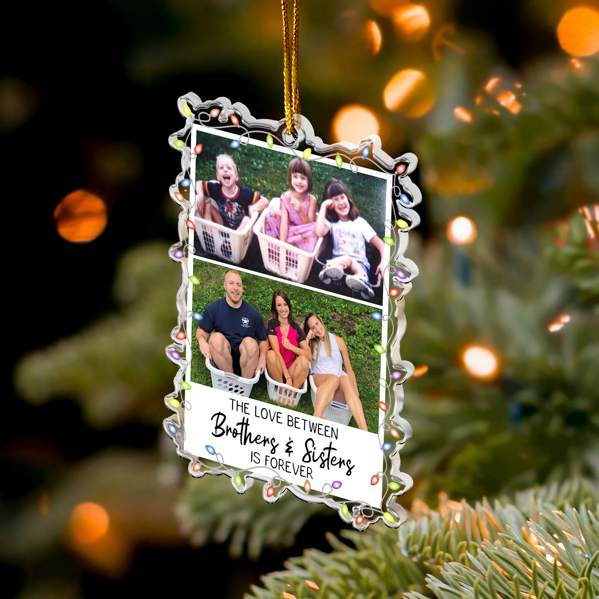 Childhood Photo Upload - Funny Moment For Family, Siblings - Personalized Acrylic Photo Ornament - Image 4