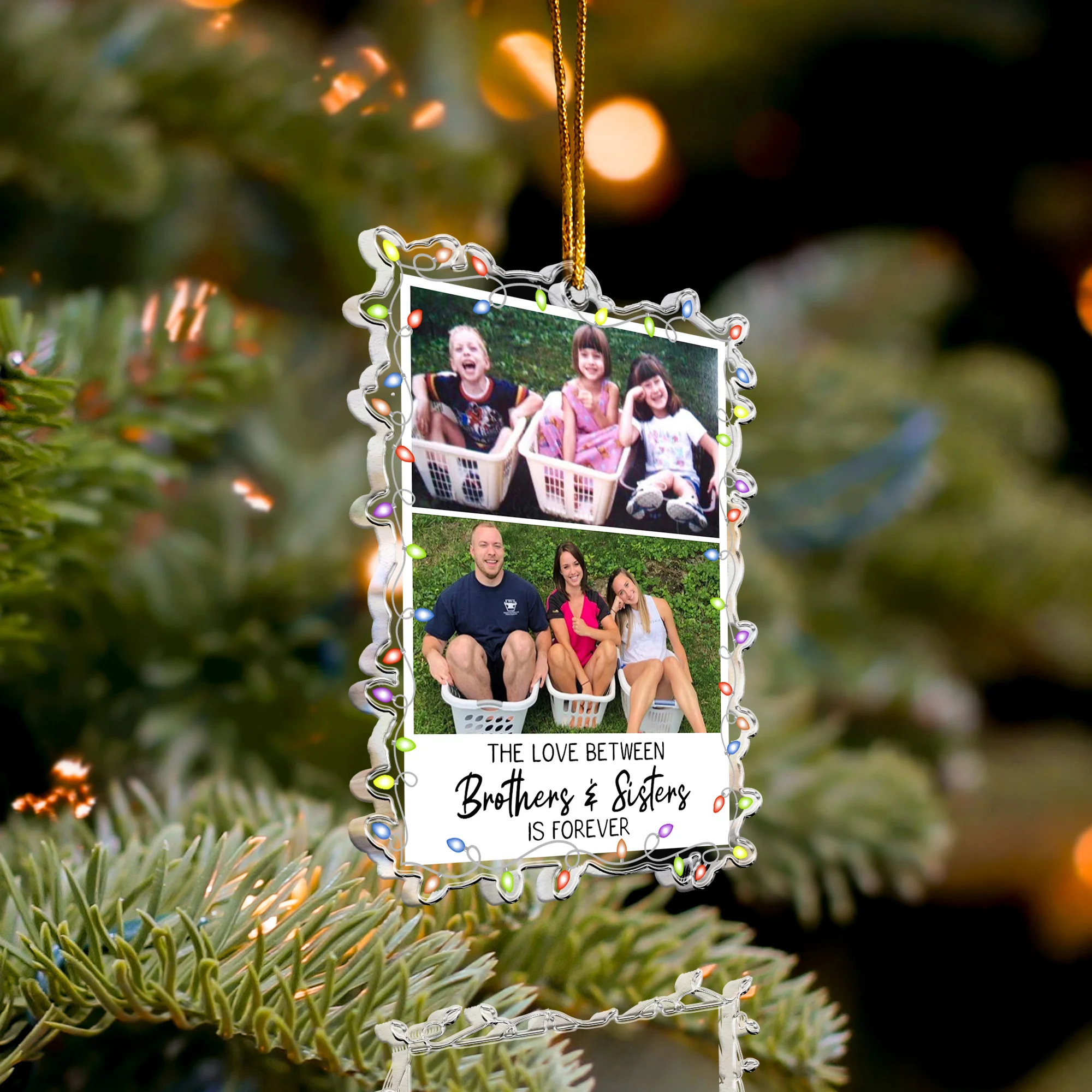 Childhood Photo Upload - Funny Moment For Family, Siblings - Personalized Acrylic Photo Ornament - Image 5