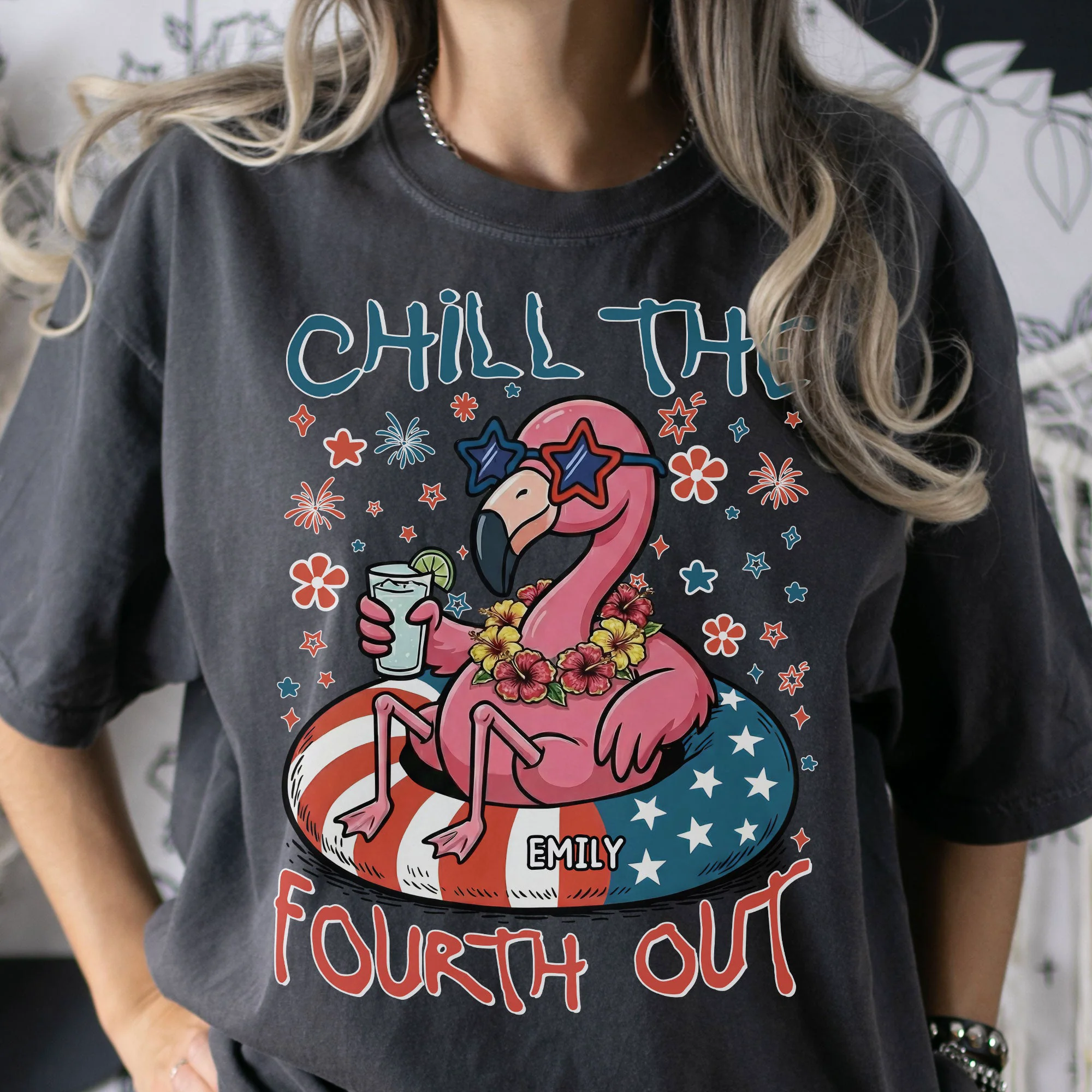 Chill The Fourth Out Funny Patriotic Goose Frog - Personalized Comfort Tee - Image 3