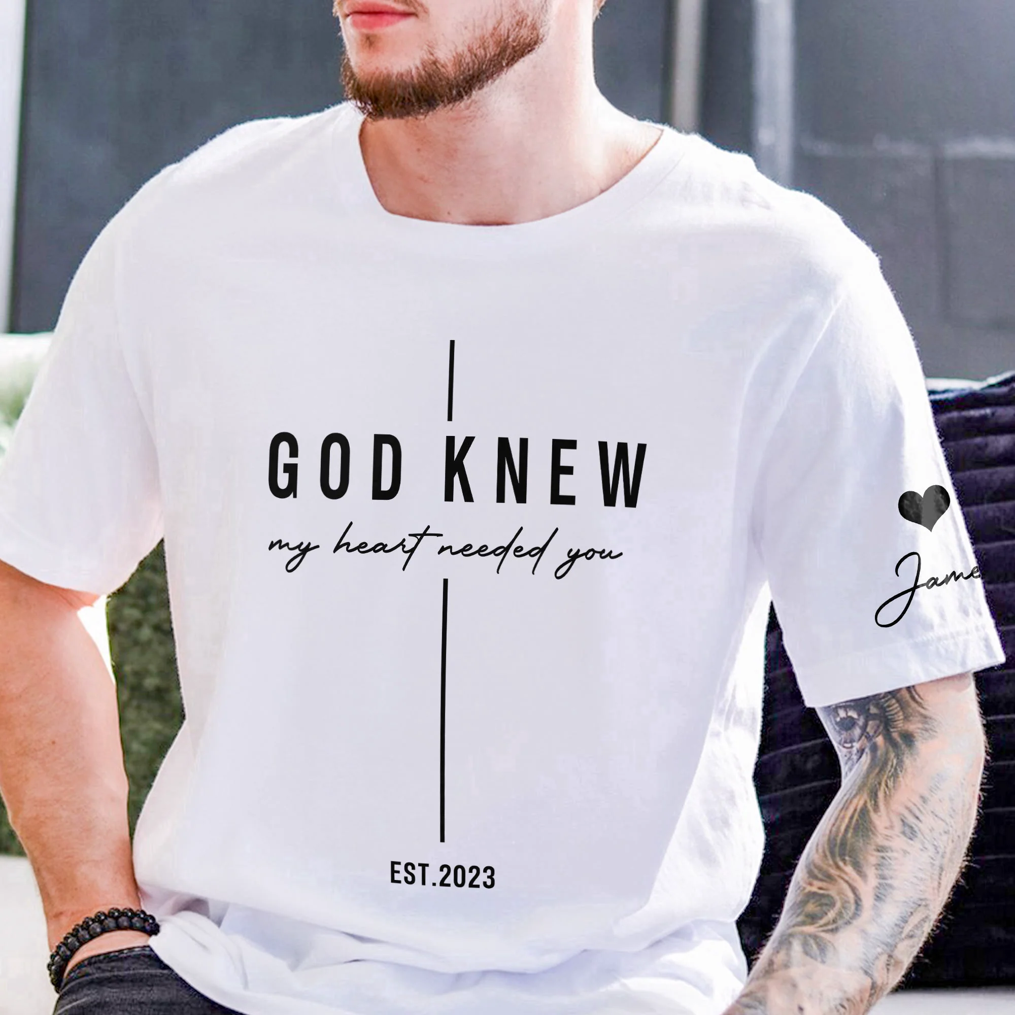 Christian Couple Matching Shirts Marriage God Knew My Heart Needed You - Personalized Shirt - Image 3