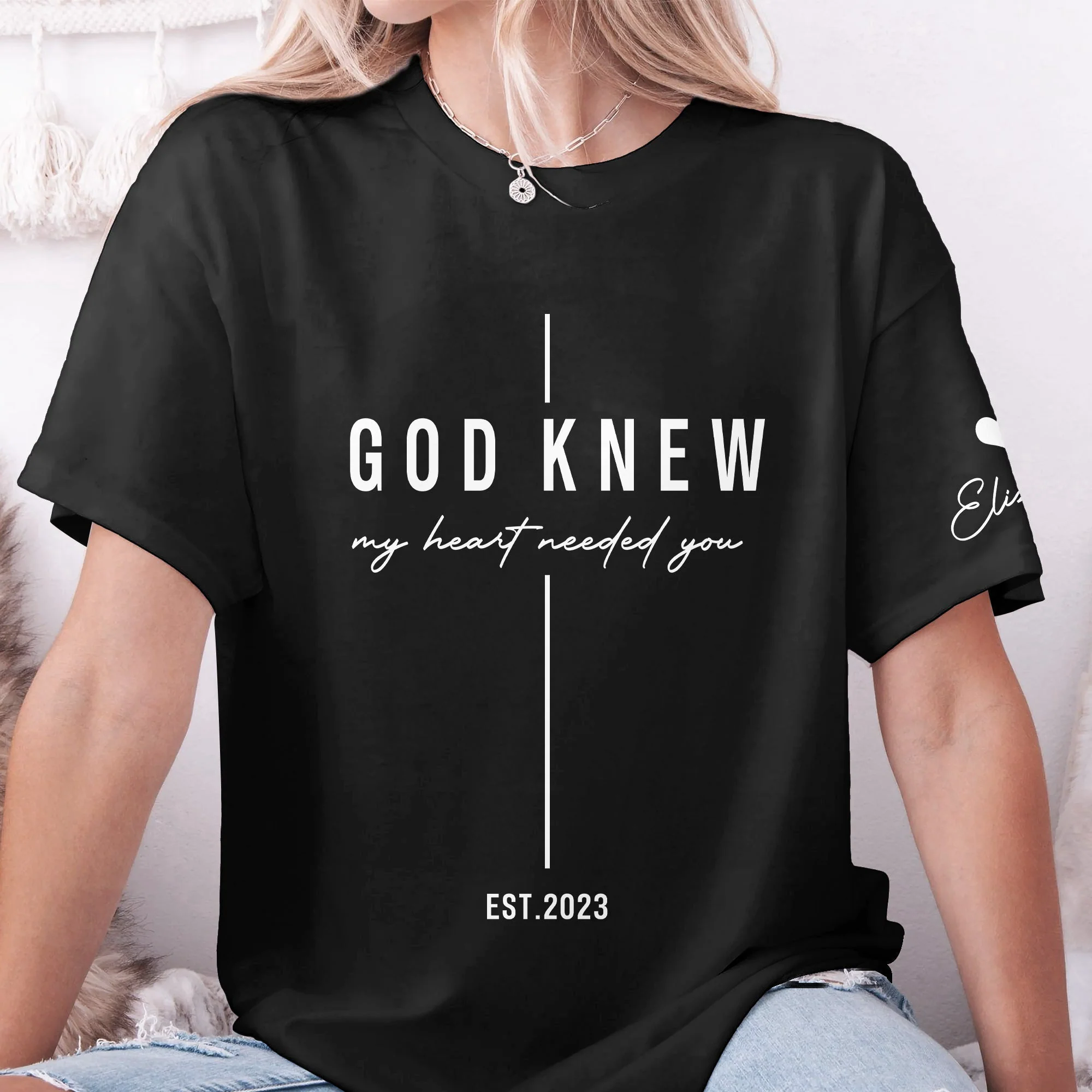 Christian Couple Matching Shirts Marriage God Knew My Heart Needed You - Personalized Shirt - Image 4