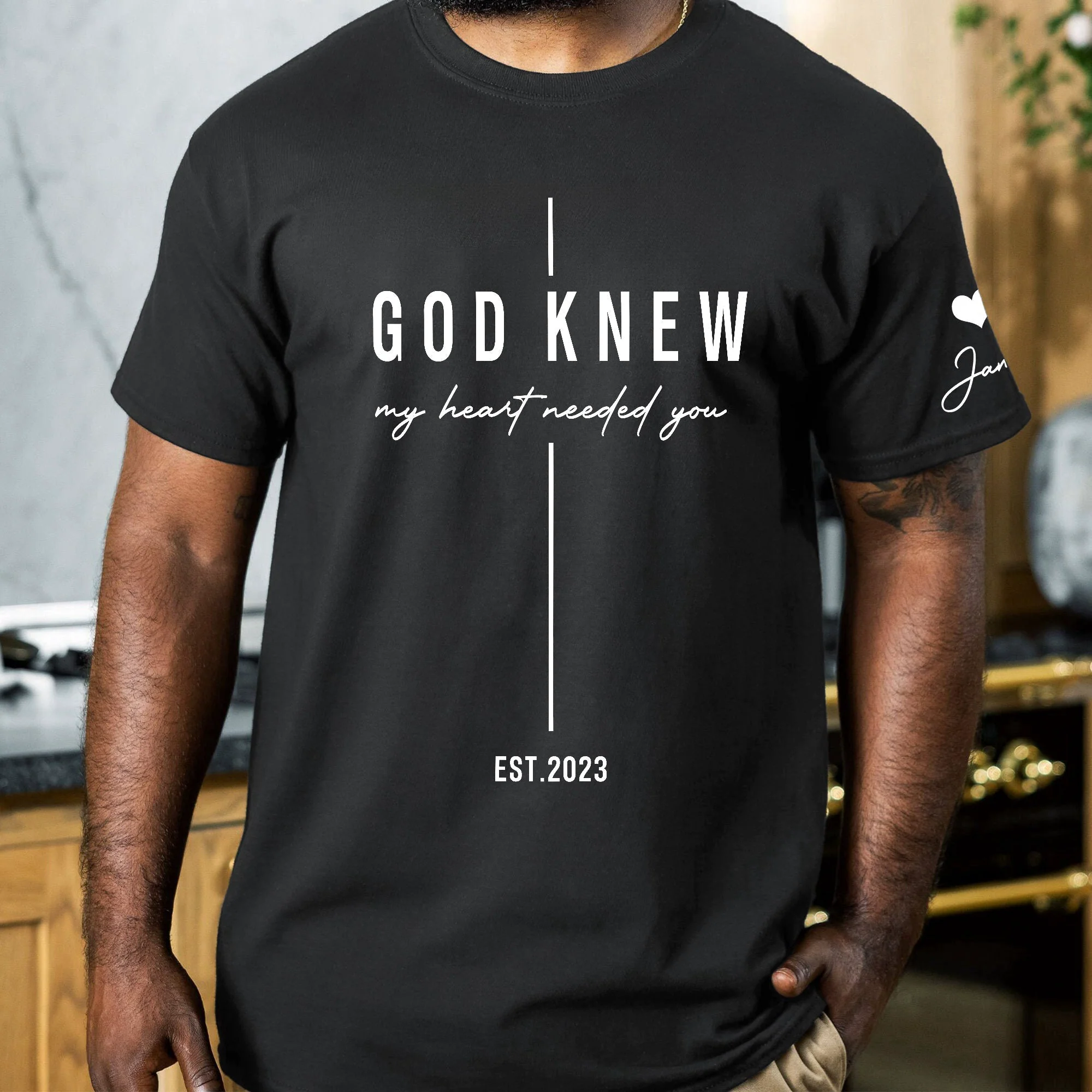 Christian Couple Matching Shirts Marriage God Knew My Heart Needed You - Personalized Shirt - Image 5