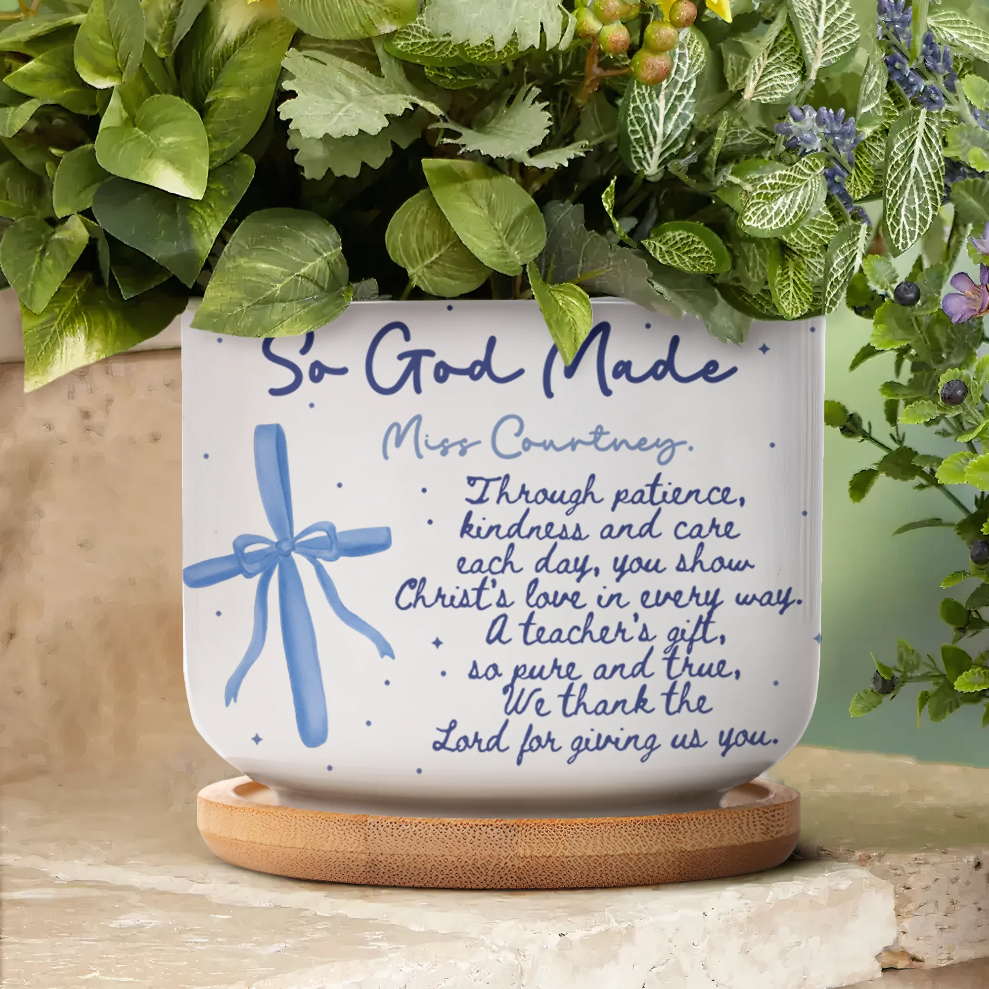 Christian Teacher Gift Custom Teacher Appreciation - Personalized Plant Pot - Image 5