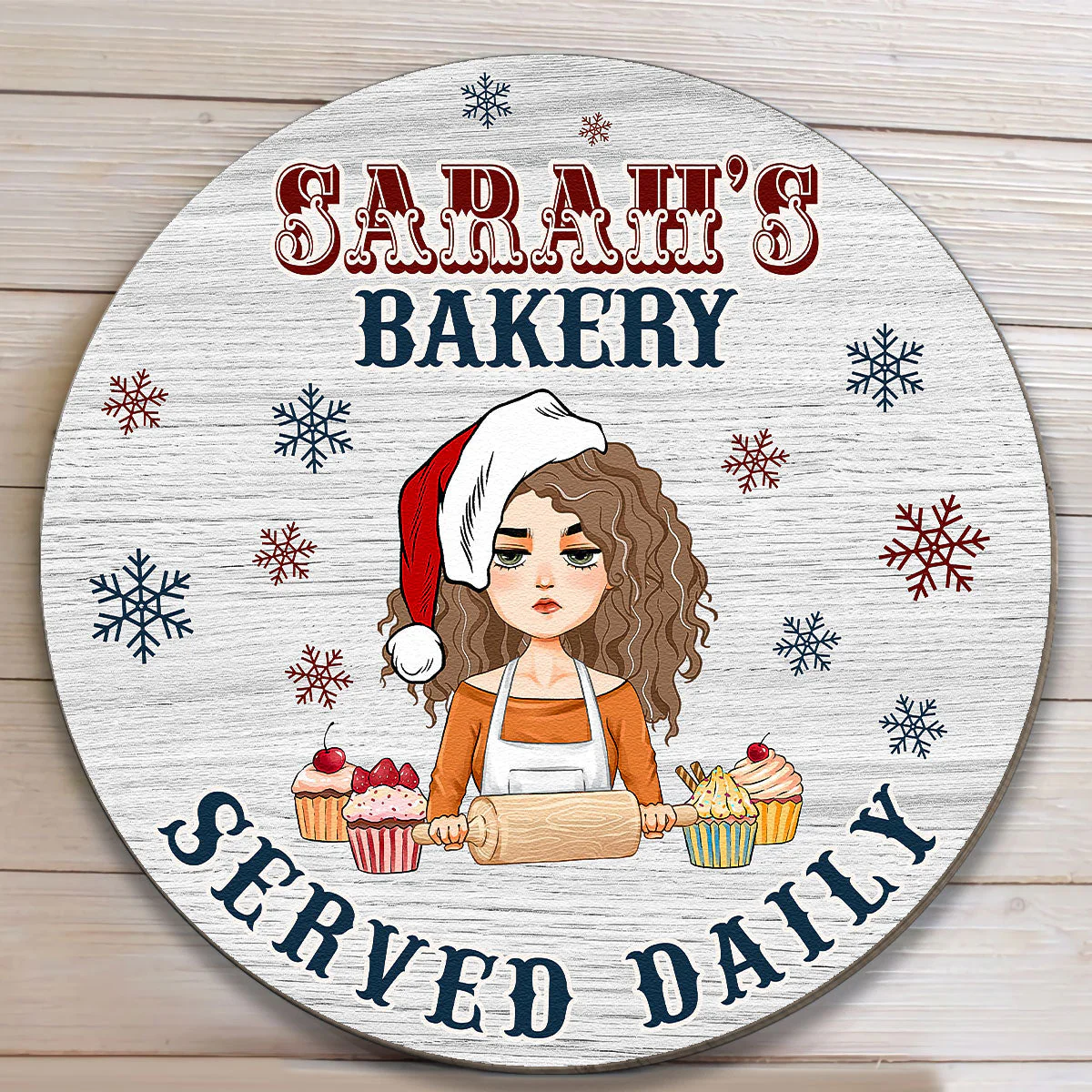 Christmas Bakery Served Daily - Personalized Wood Wreath - Image 3