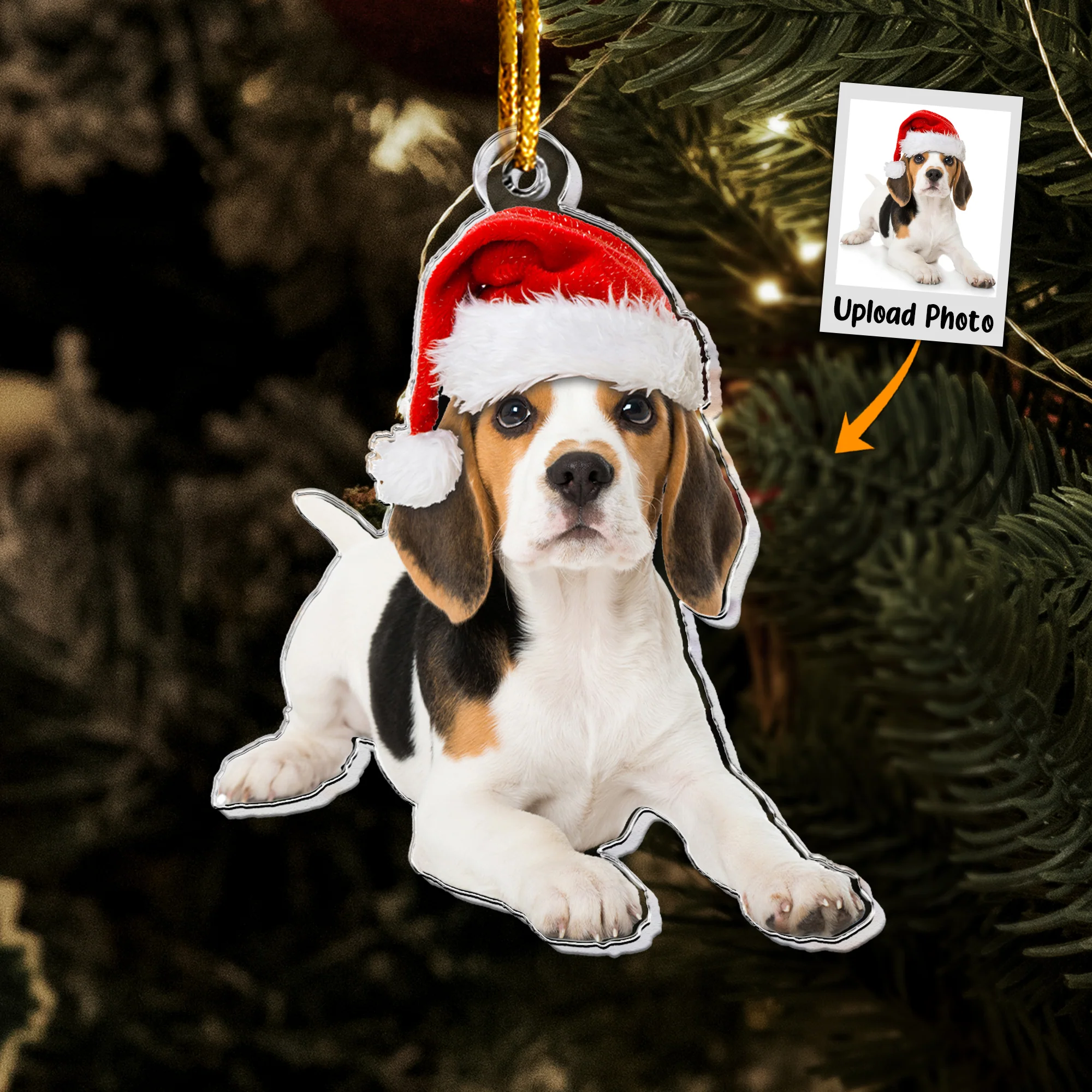 Christmas Beagle Dog Ornaments - Personalized Acrylic Photo Ornament - Image 4