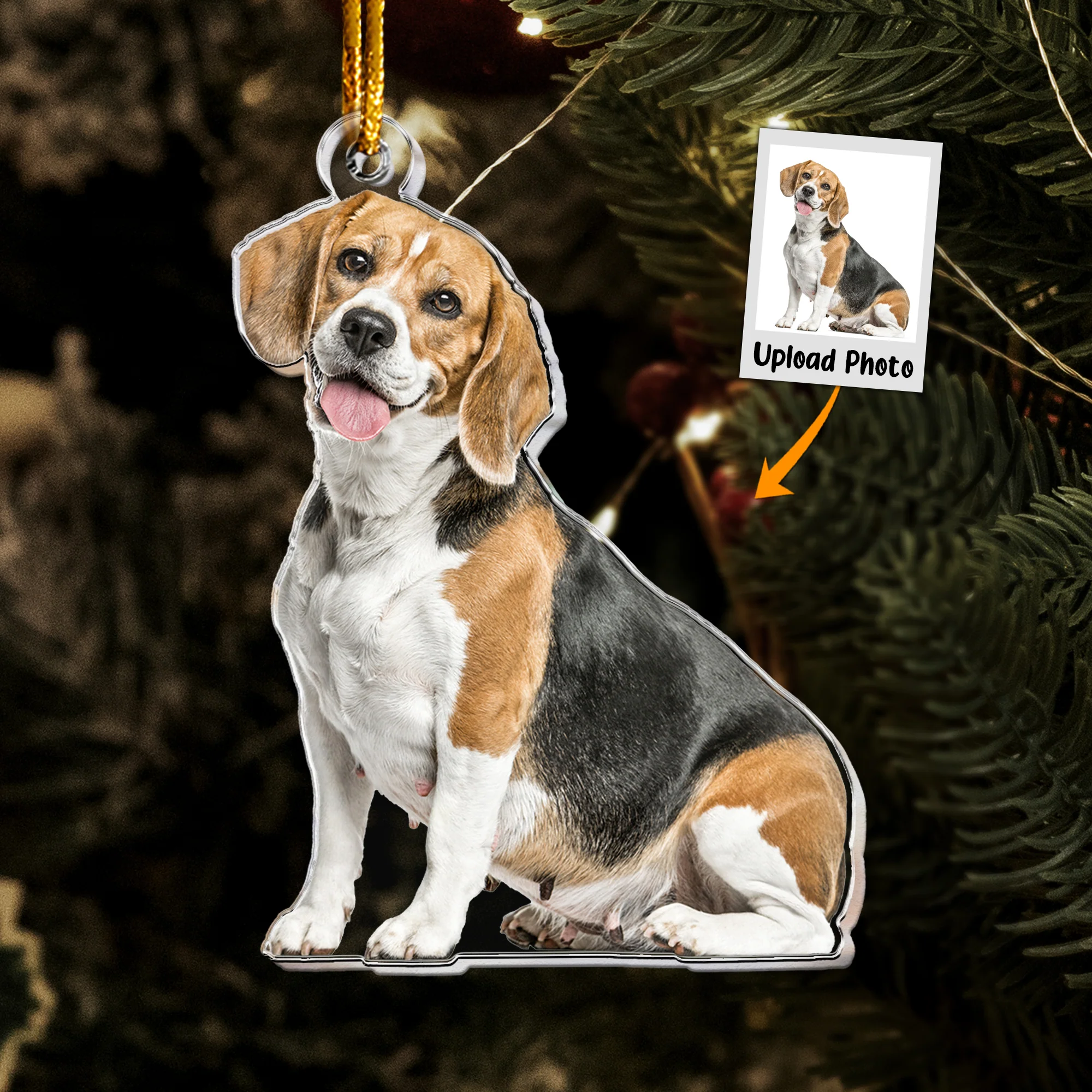 Christmas Beagle Dog Ornaments - Personalized Acrylic Photo Ornament - Image 5