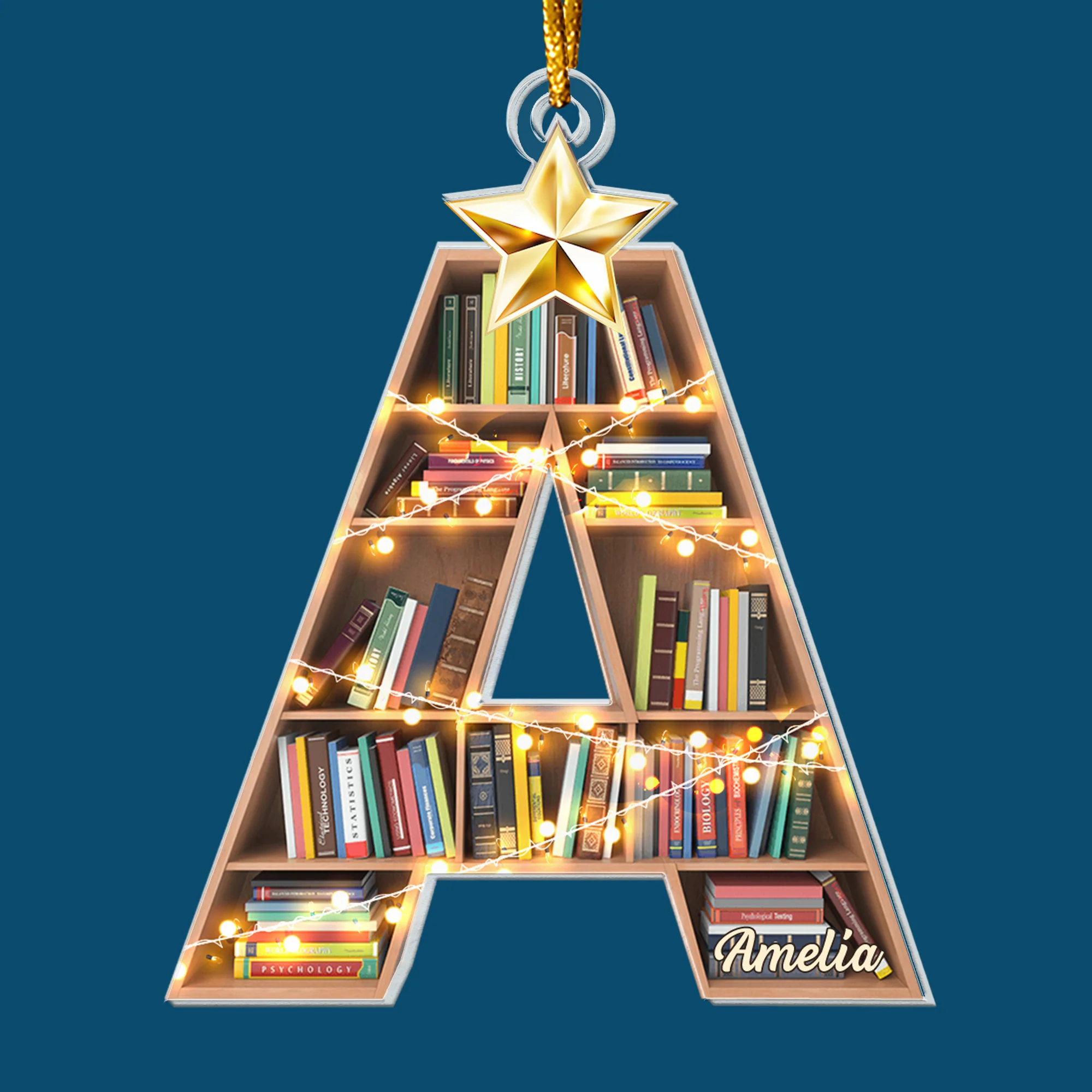 Christmas Booklovers Ornaments Custom Letter Name - Personalized Acrylic Ornament - Image 6