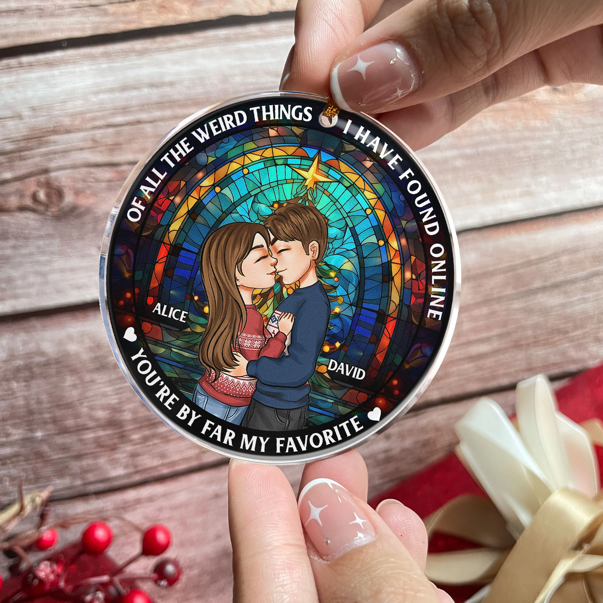 Christmas Couple Congrats On Being My Husband - Personalized Acrylic Ornament - Image 2