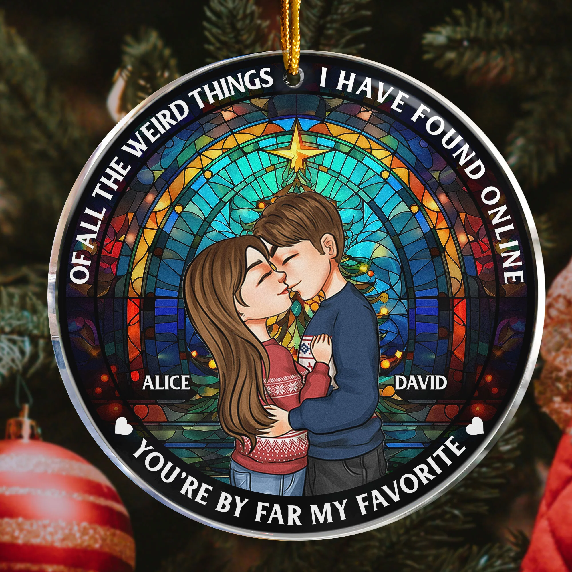 Christmas Couple Congrats On Being My Husband - Personalized Acrylic Ornament - Image 3
