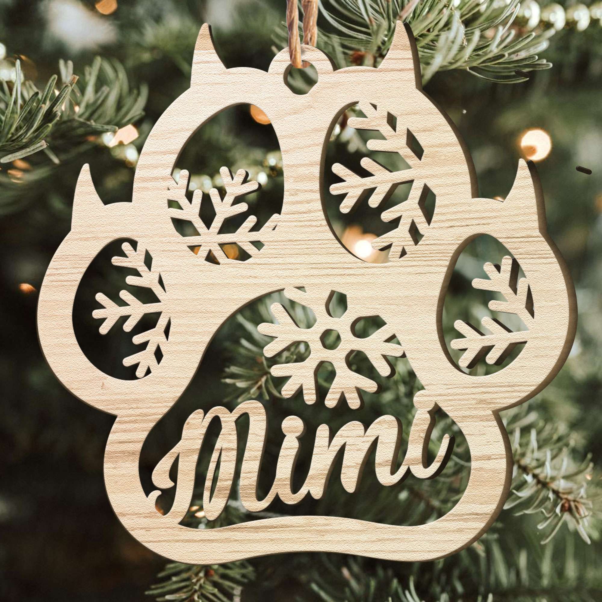 Christmas Custom Family & Pets Names - Personalized Custom Shaped Wooden Ornament - Image 3