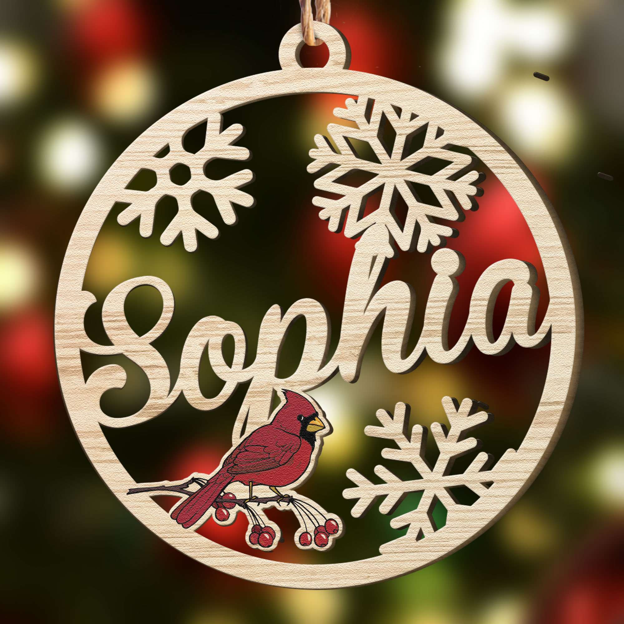 Christmas Custom Family & Pets Names - Personalized Custom Shaped Wooden Ornament - Image 4