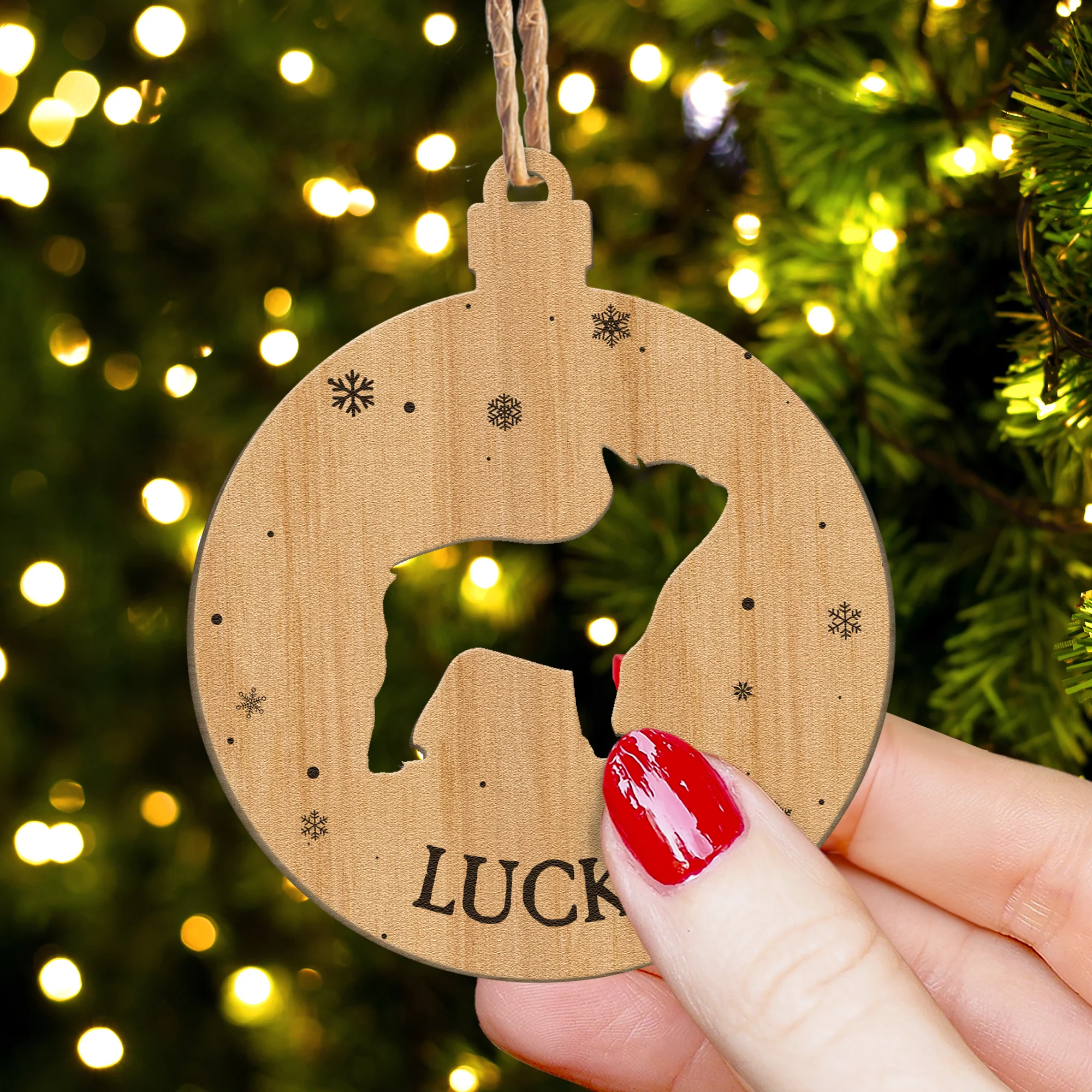 Christmas Dogs - Personalized Wooden Ornament - Image 4
