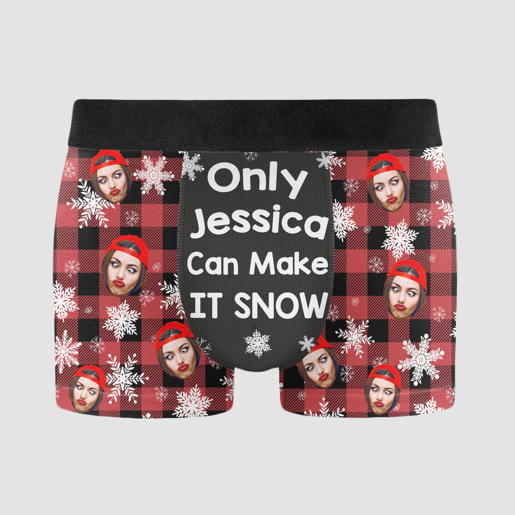 Christmas Funny Husband Boyfriend Make It Snow - Personalized Photo Men's Boxer Briefs - Image 4