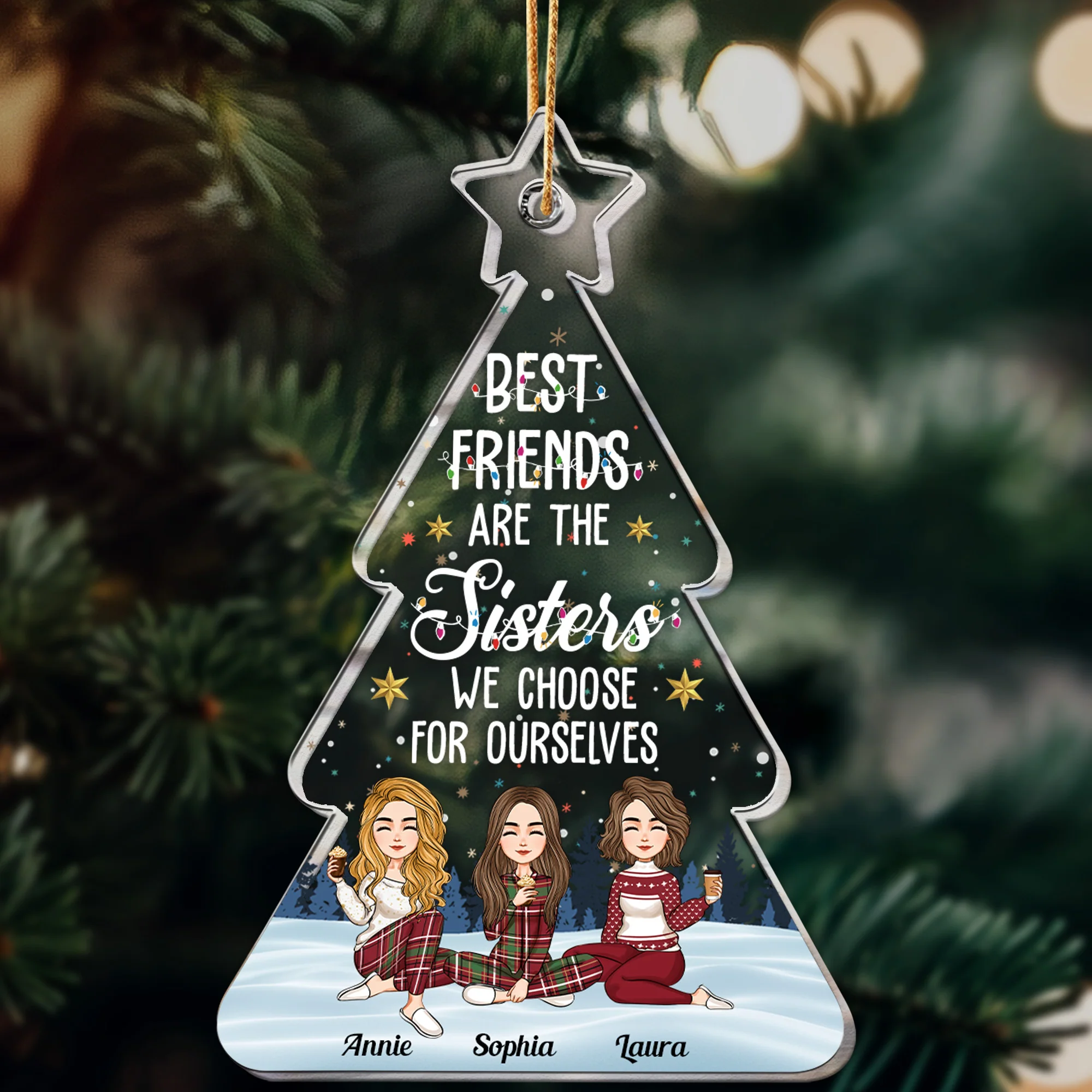 Christmas Gift Best Friends Are The Sisters We Choose - Personalized Acrylic Ornament - Image 2