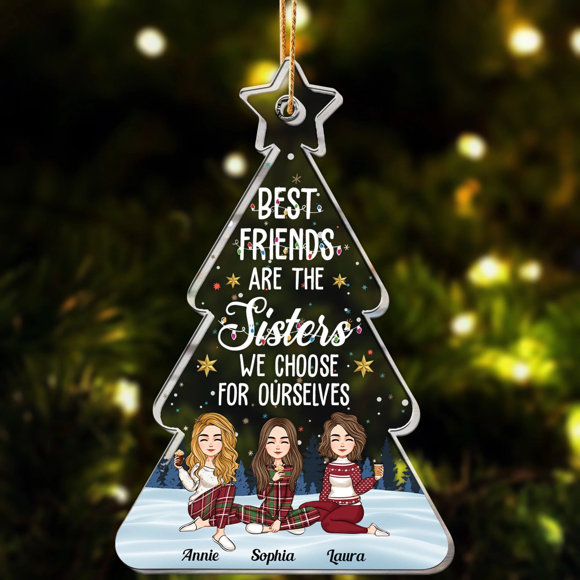 Christmas Gift Best Friends Are The Sisters We Choose - Personalized Acrylic Ornament - Image 3