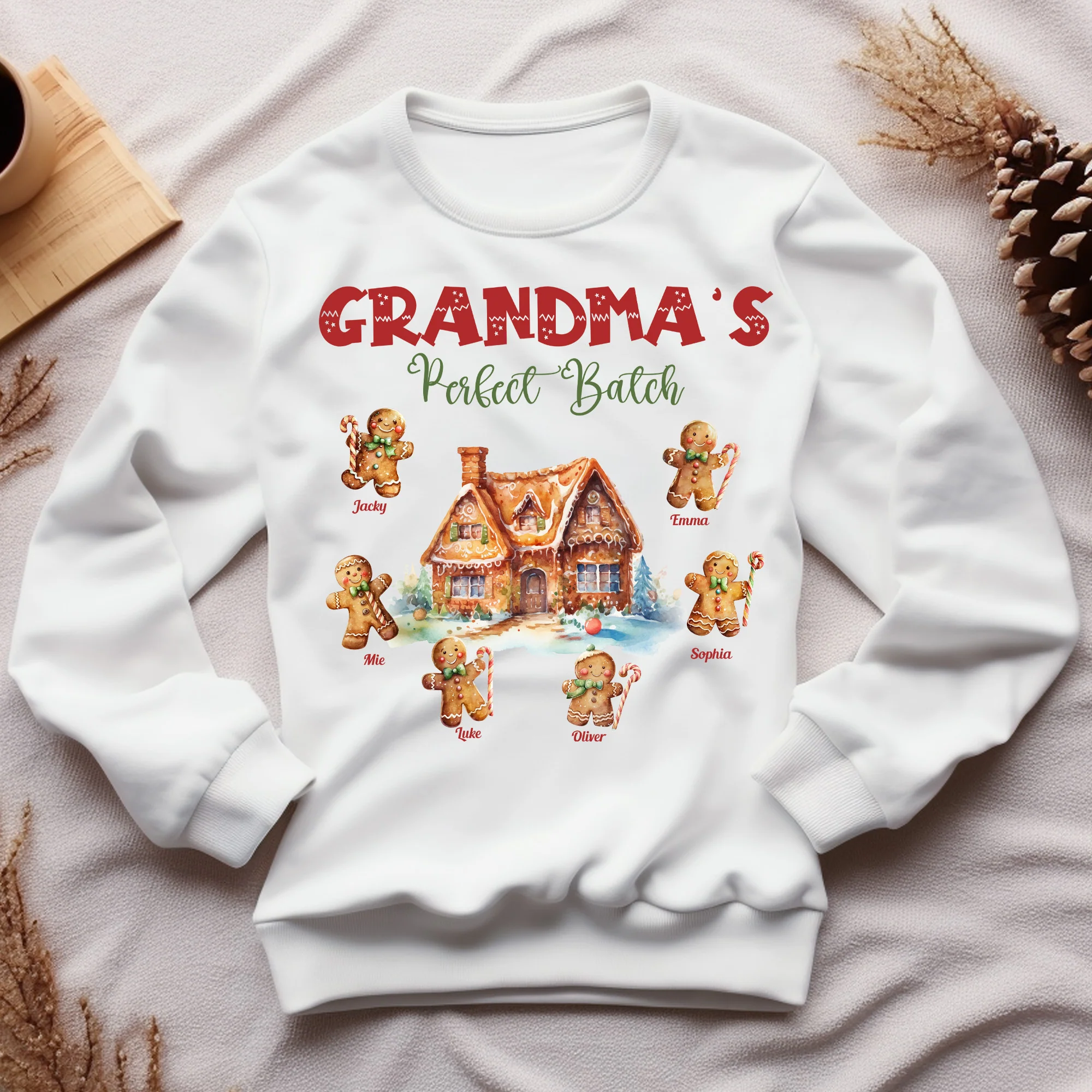 Christmas Gift For Grandma Gingerbread Perfect Batch - Personalized Sweatshirt - Image 3