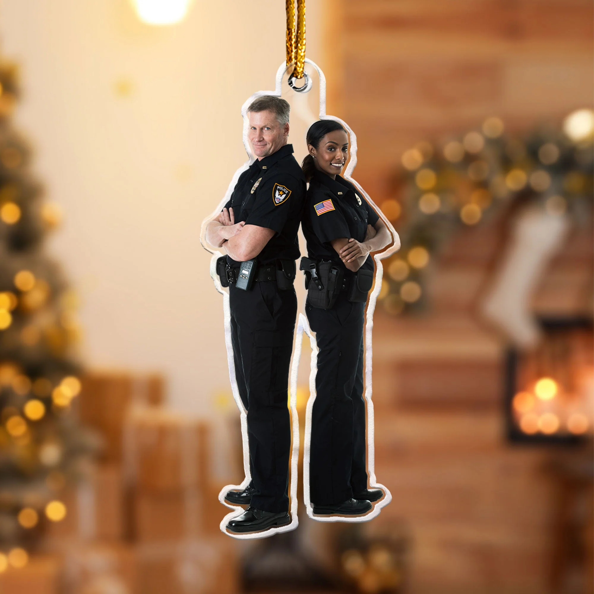 Christmas Gift For Police - Personalized Acrylic Photo Ornament - Image 4