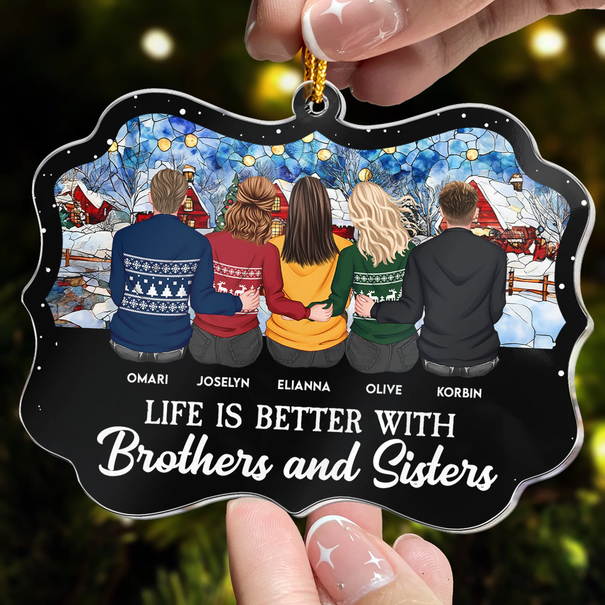 Christmas Is Better With Brother & Sister - Personalized Acrylic Ornament - Image 2