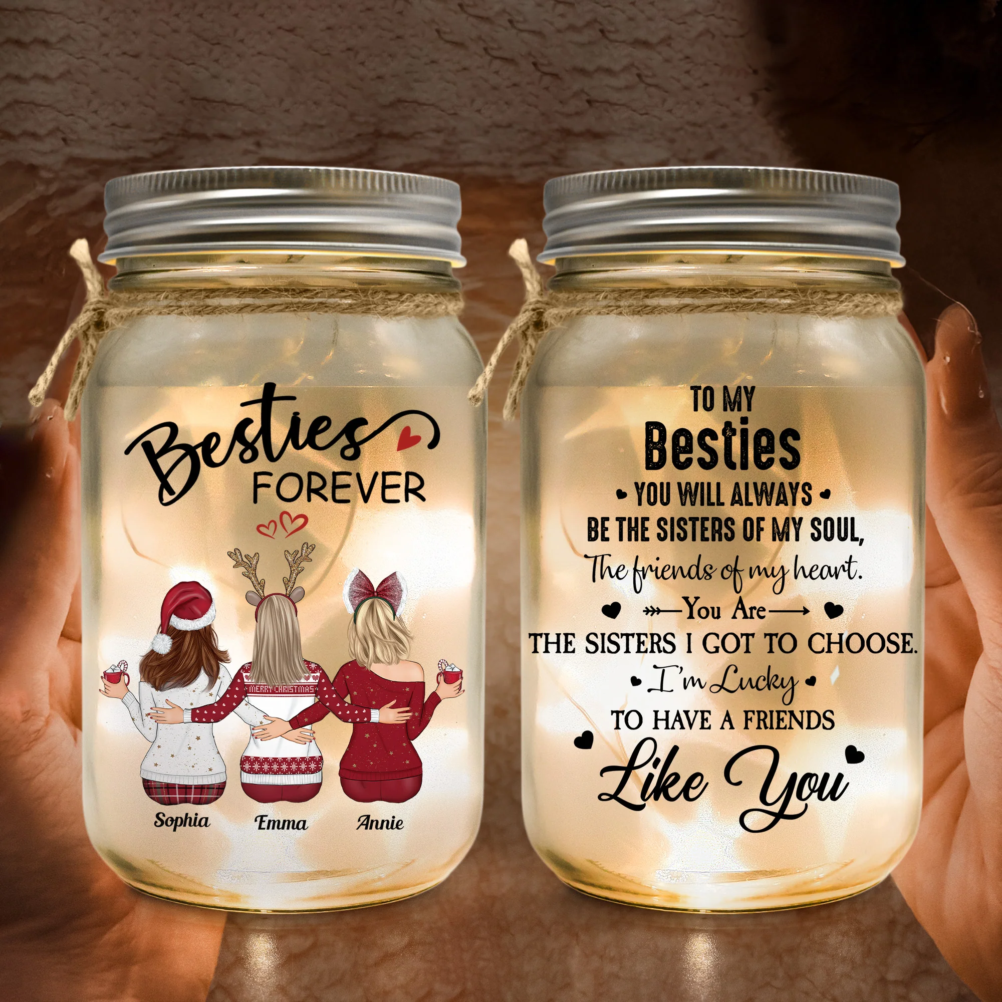 Christmas Jar Light You Will Always Be The Soul Sister - Personalized Mason Jar Light - Image 2