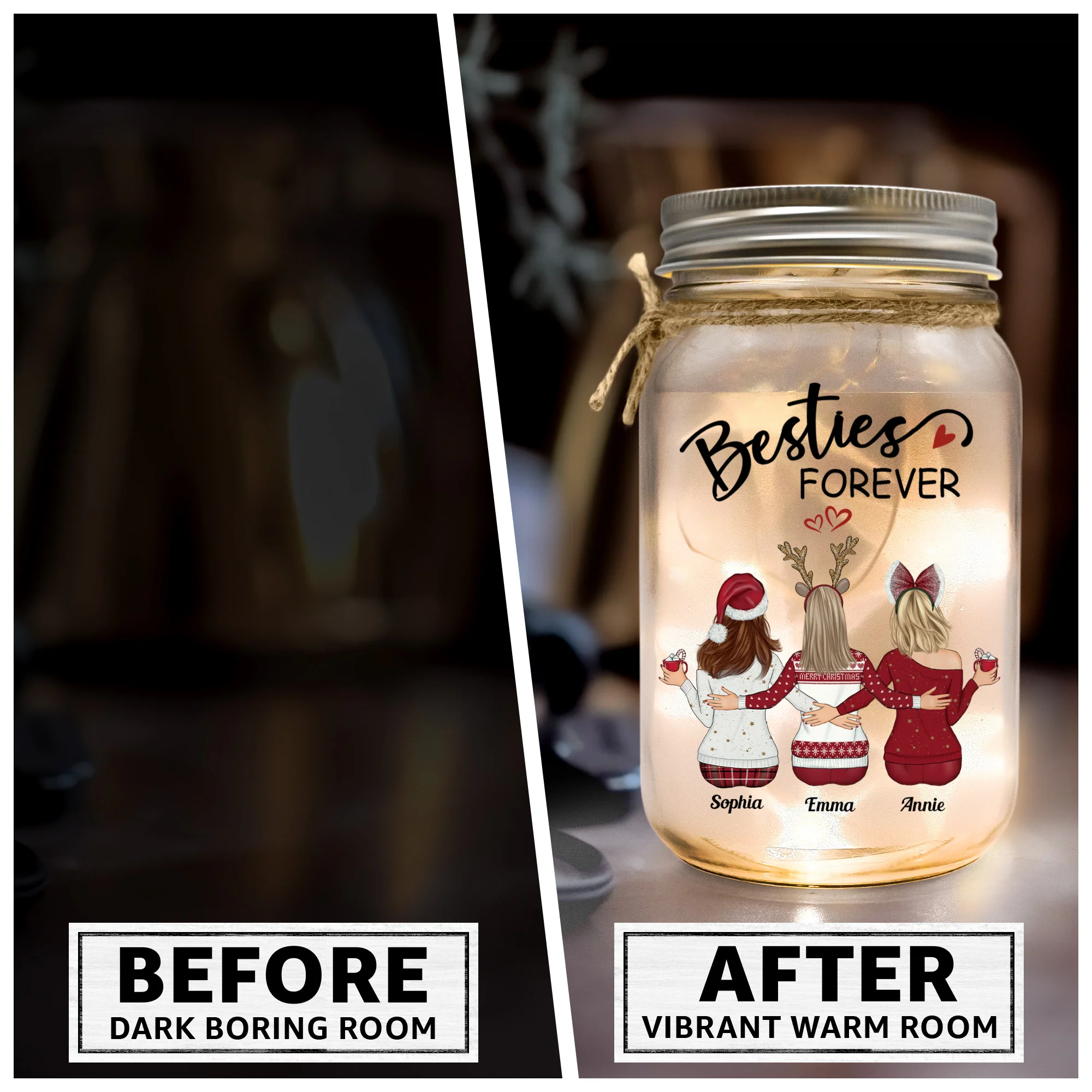 Christmas Jar Light You Will Always Be The Soul Sister - Personalized Mason Jar Light - Image 4