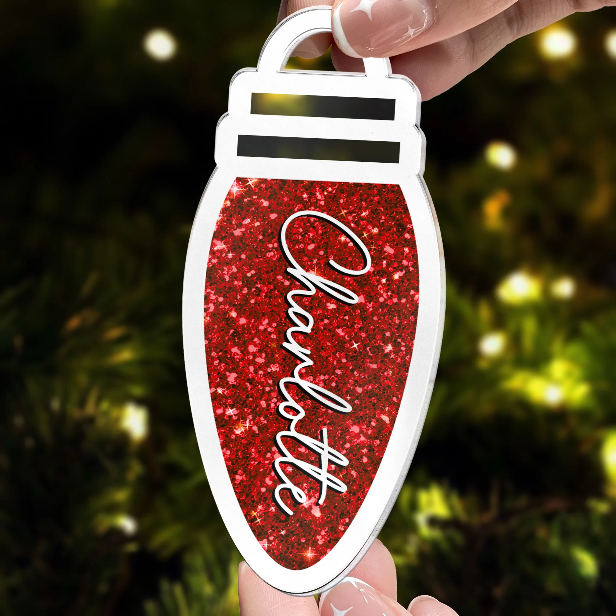 Christmas Light Bulb - Personalized Acrylic Ornament - Image 2