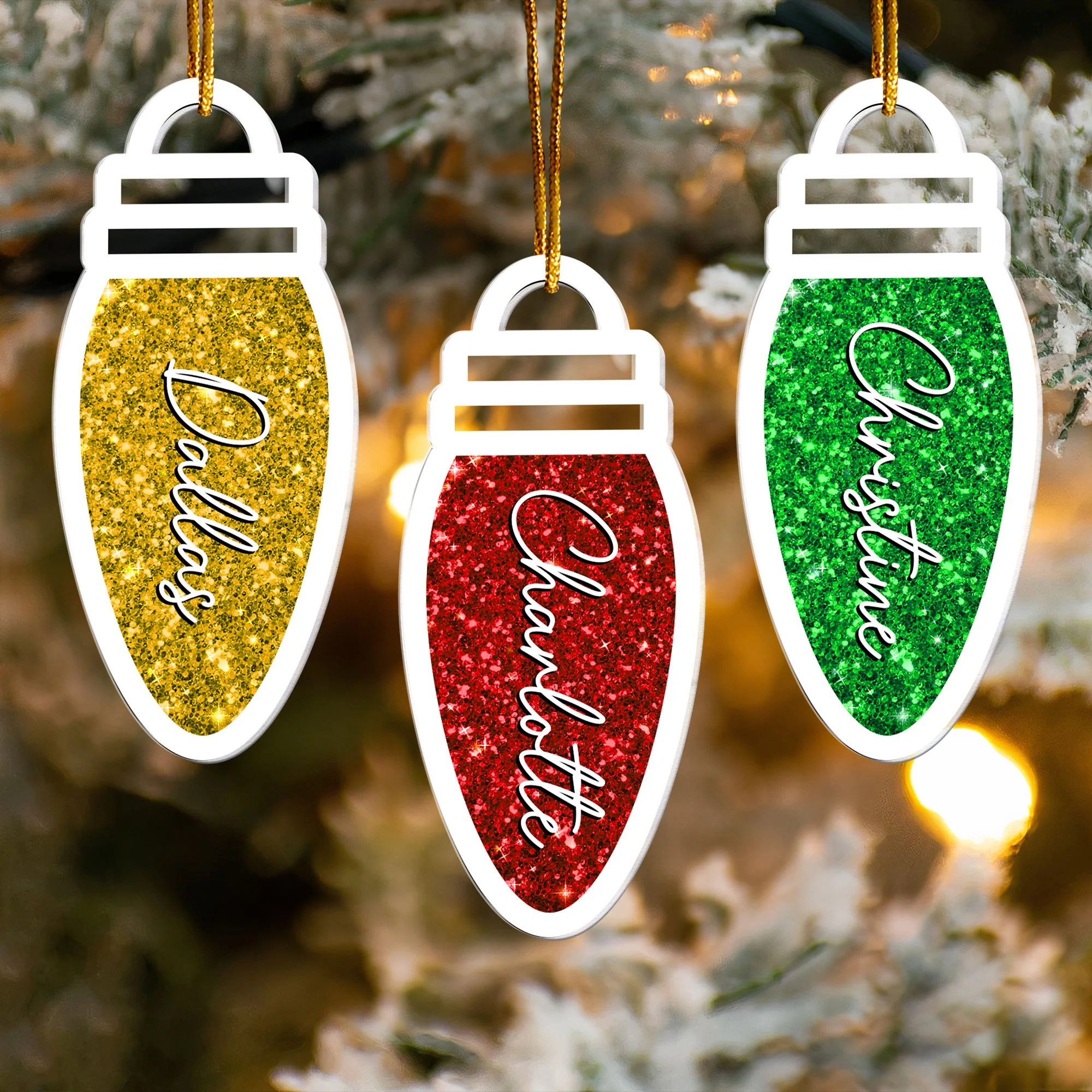 Christmas Light Bulb - Personalized Acrylic Ornament - Image 3