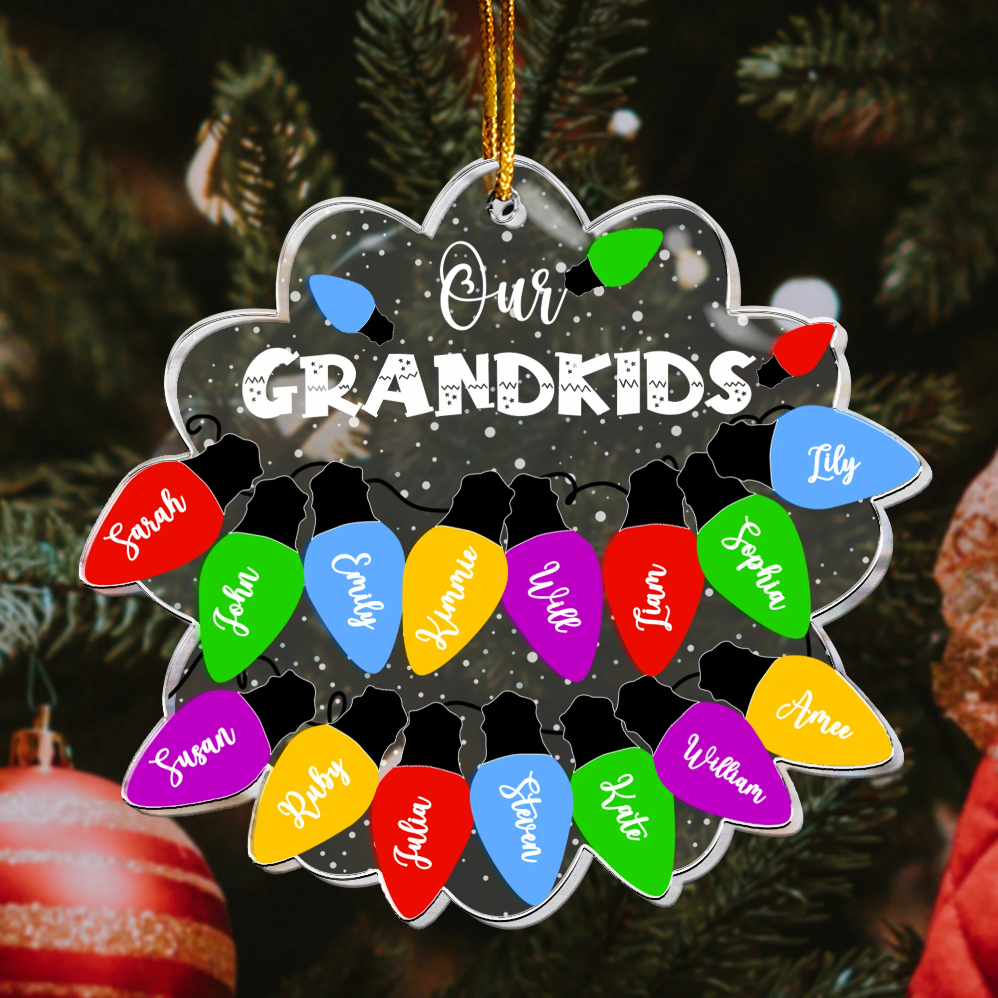 Christmas Light Custom With Names For Grandma, Family, Friends - Personalized Acrylic Ornament - Image 2