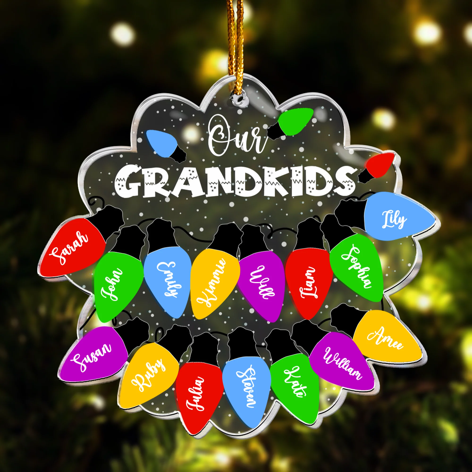 Christmas Light Custom With Names For Grandma, Family, Friends - Personalized Acrylic Ornament - Image 3