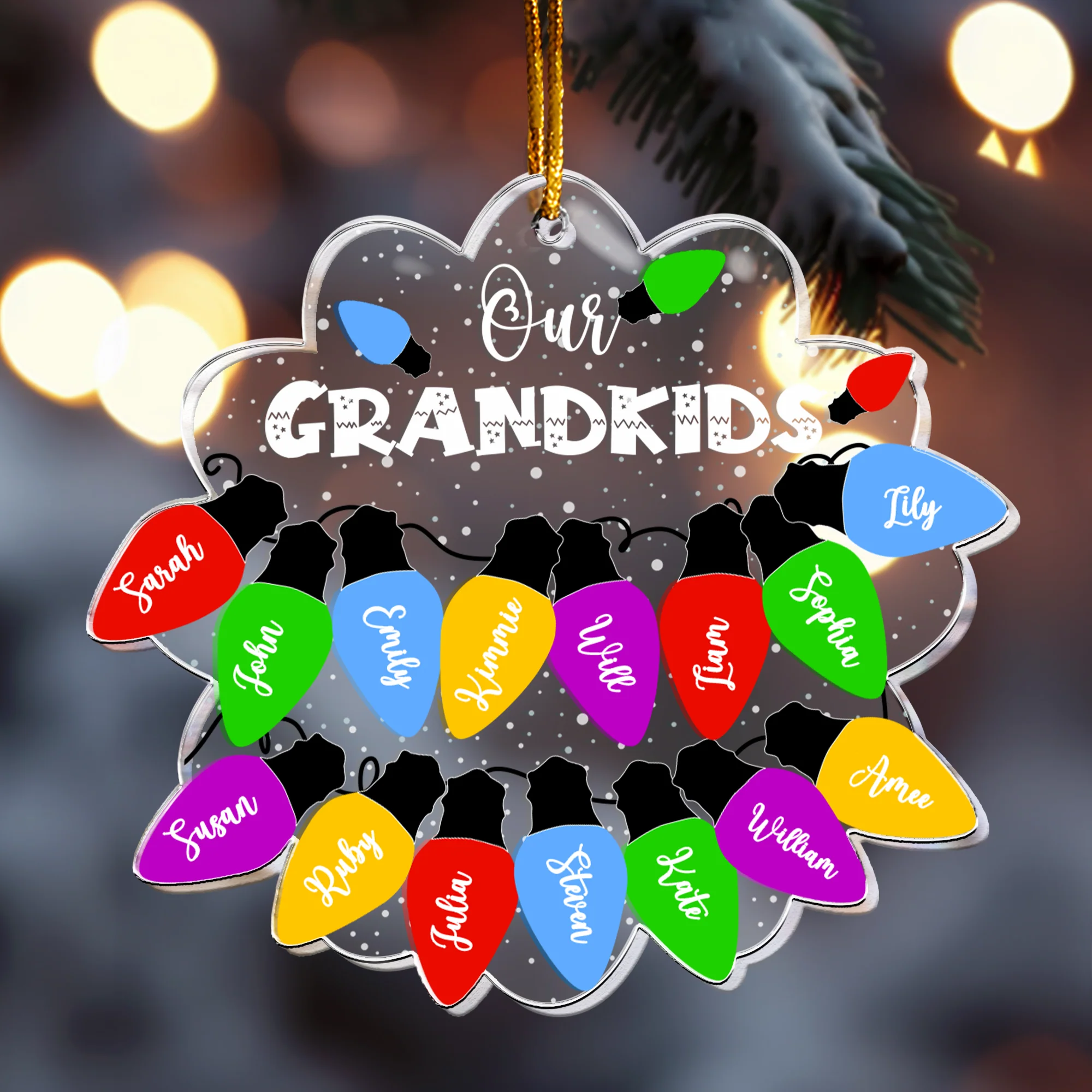 Christmas Light Custom With Names For Grandma, Family, Friends - Personalized Acrylic Ornament - Image 4