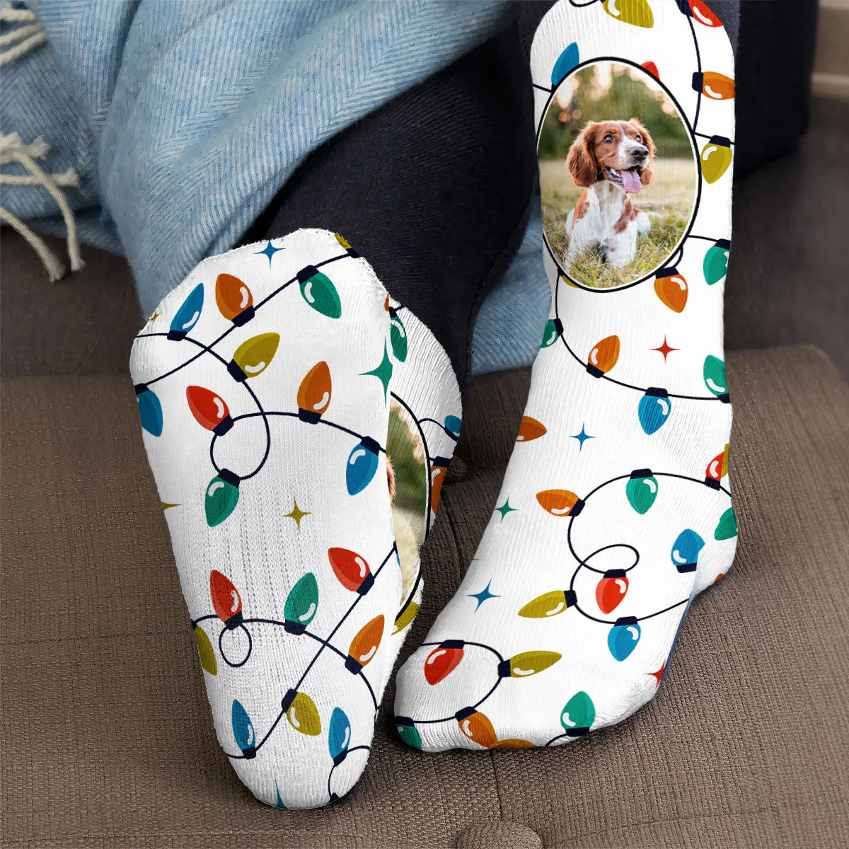 Christmas Lights - Personalized Photo Crew Socks - Image 2