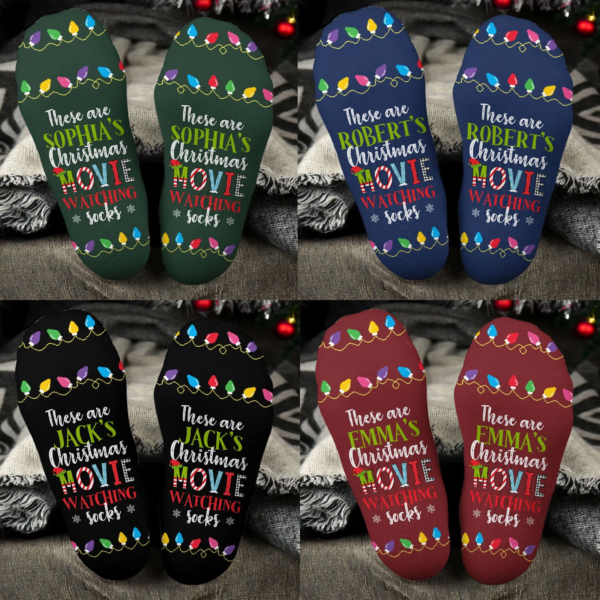 Christmas Movies Watching Socks - Personalized Crew Socks - Image 2