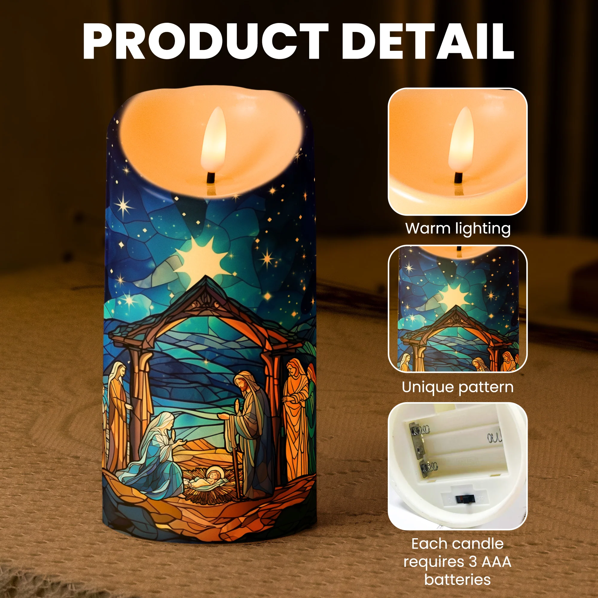 Christmas Nativity Scene - LED Candle - Image 5
