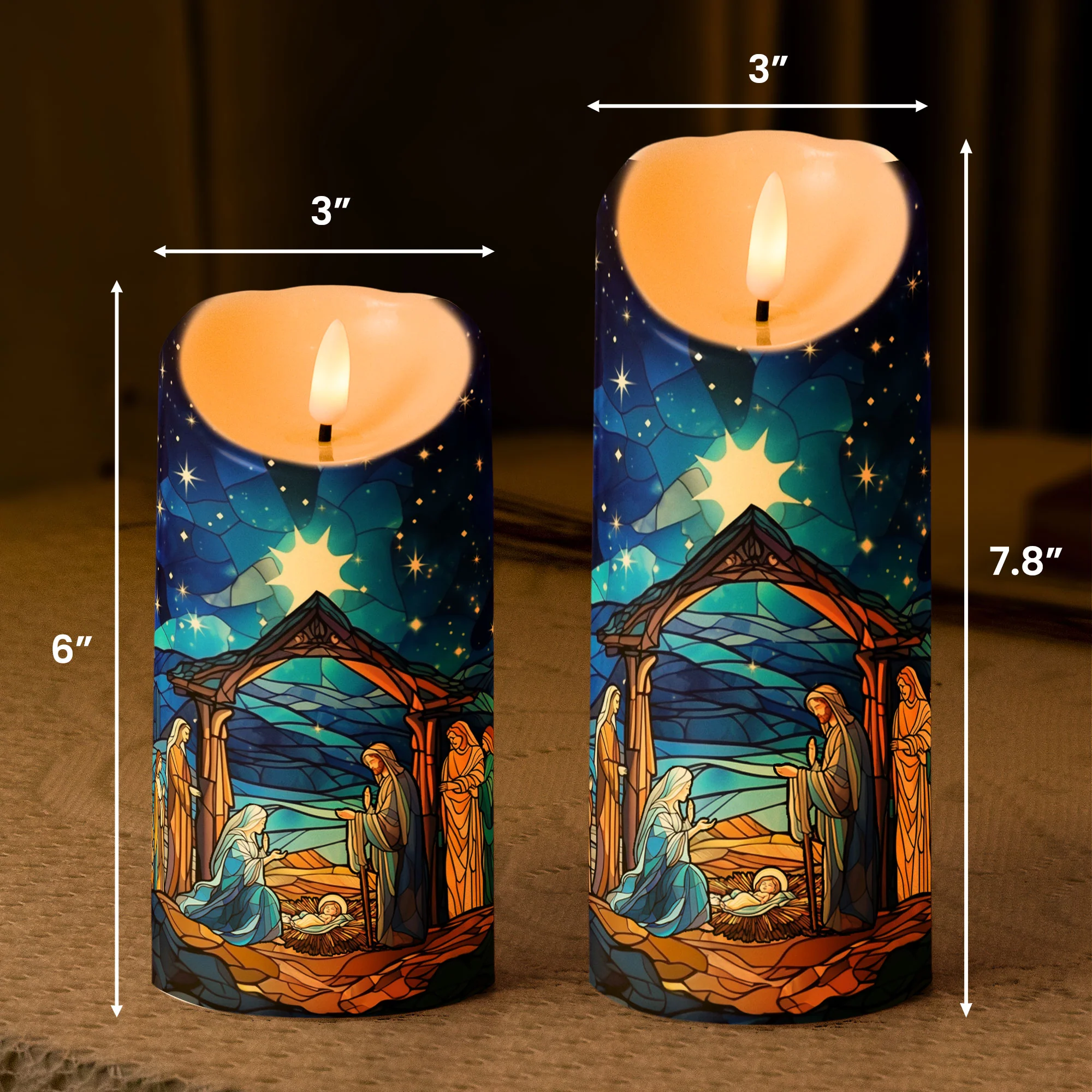 Christmas Nativity Scene - Personalized LED Candle - Image 7