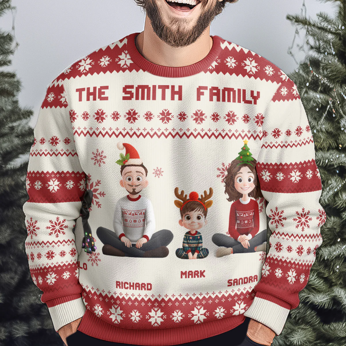 Christmas Our Family With Pet - Personalized Ugly Sweater - Image 3