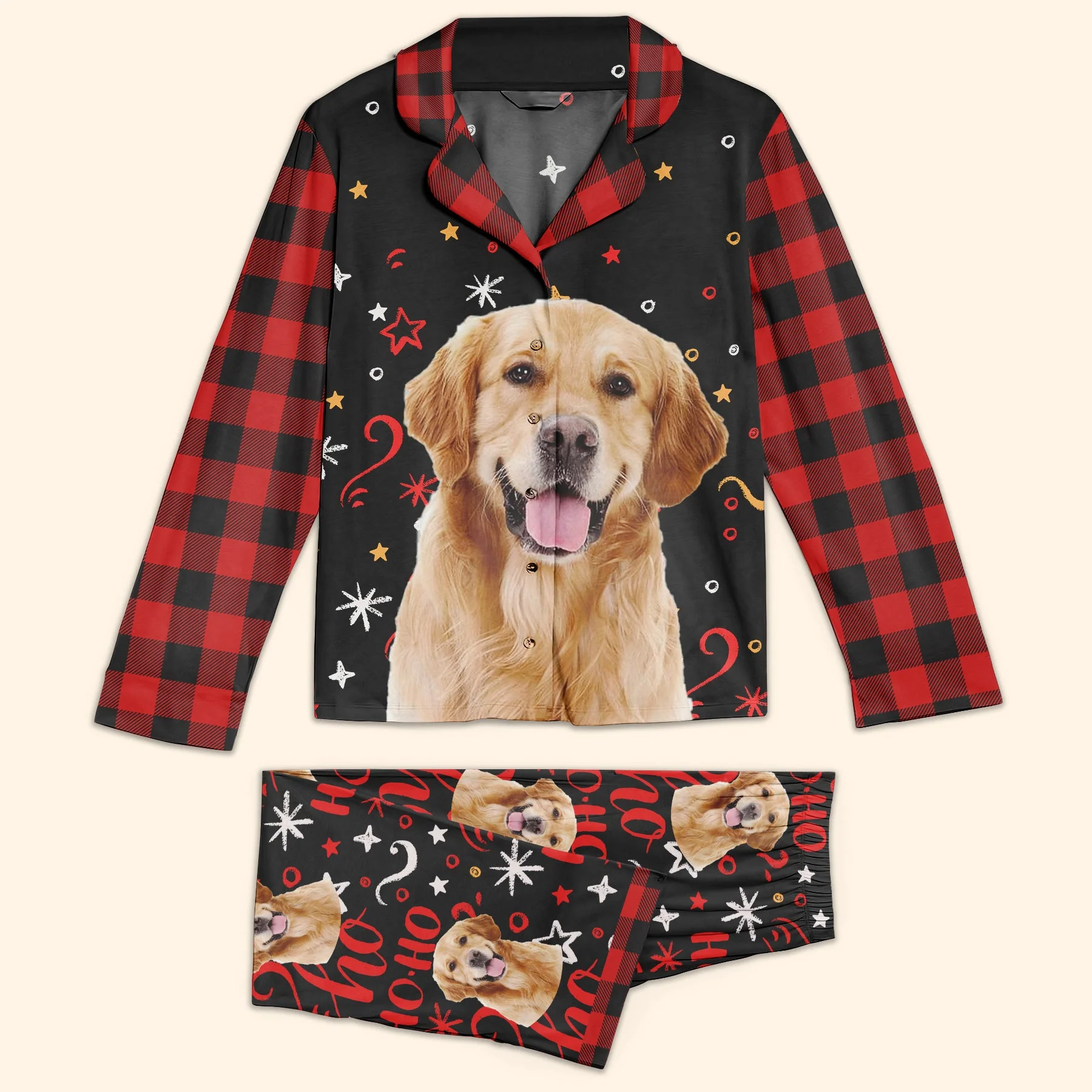 Christmas Pajamas - Personalized Photo Women's Pajamas Set - Plaid Pattern - Image 4