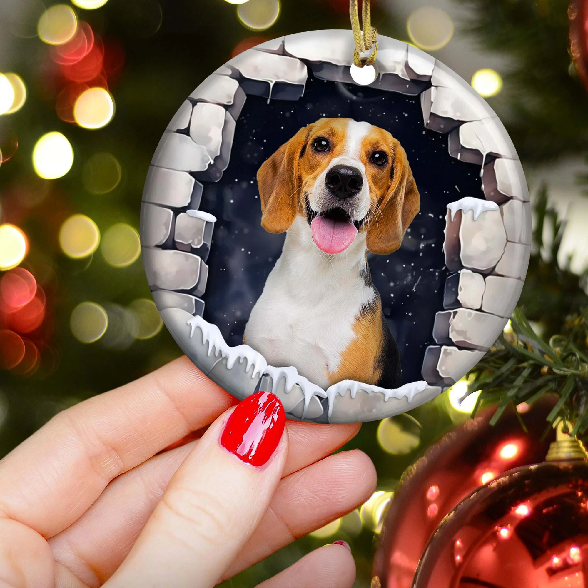 Christmas Pet - Personalized Ceramic Photo Ornament - Image 2