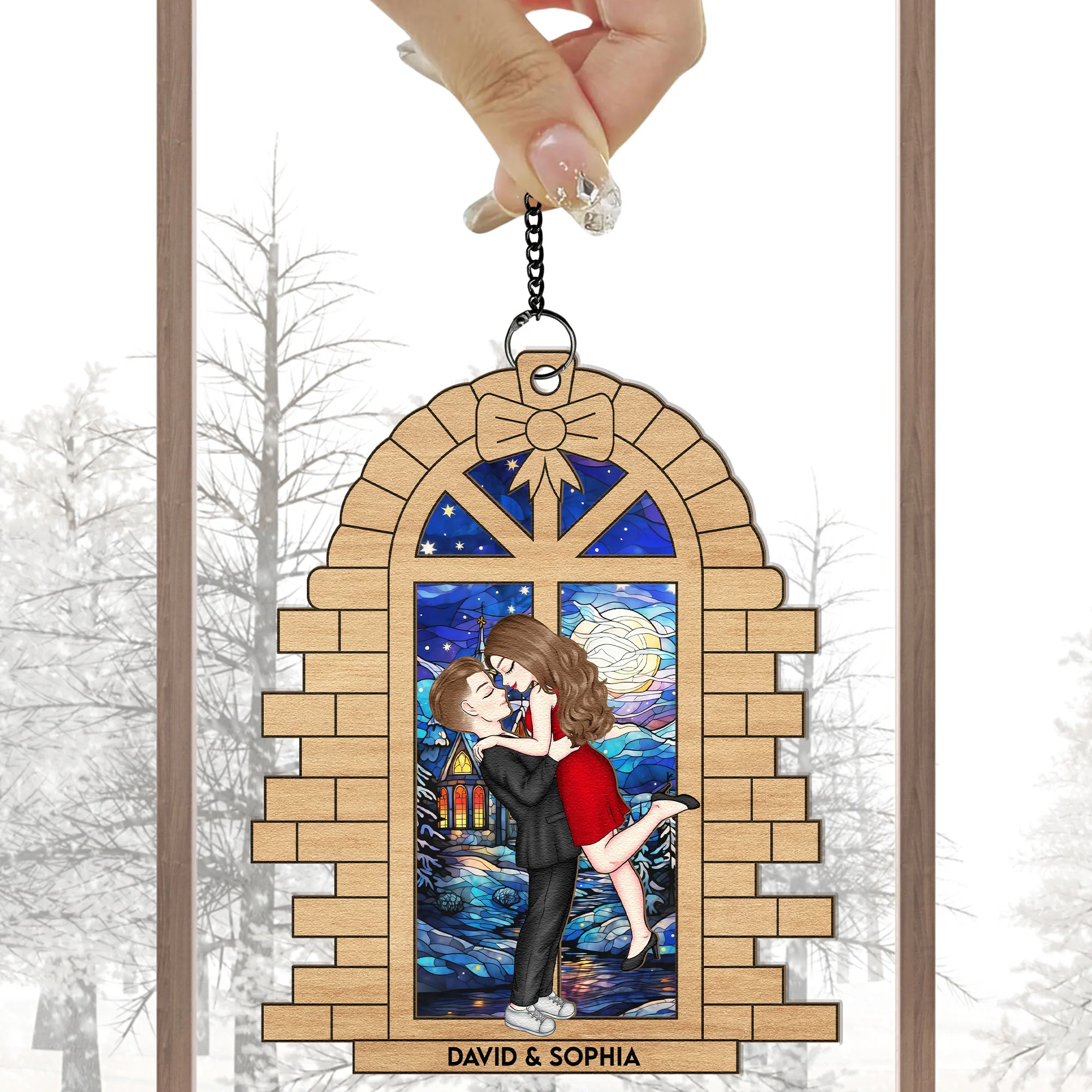 Christmas Spending Time Together - Personalized Window Hanging Suncatcher Ornament - Image 2